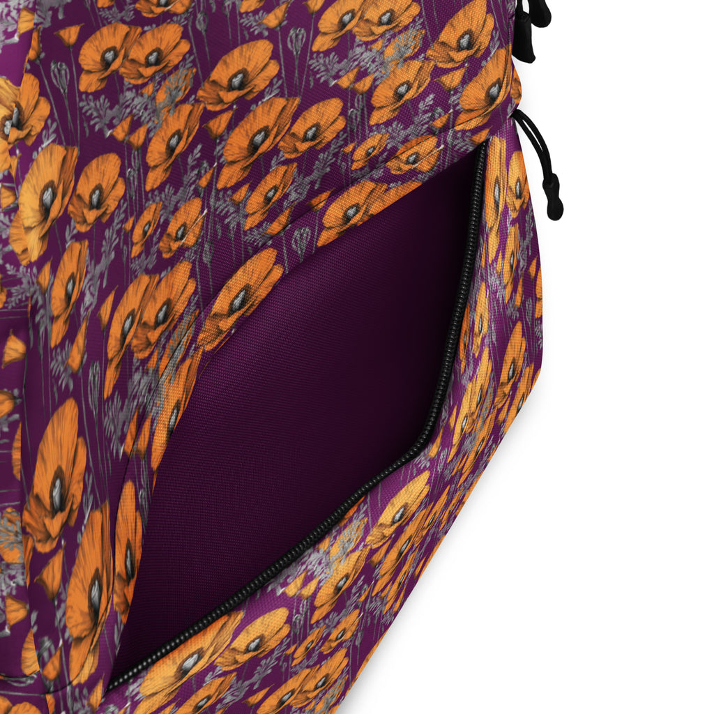 California Poppies Backpack for Kids in Purple