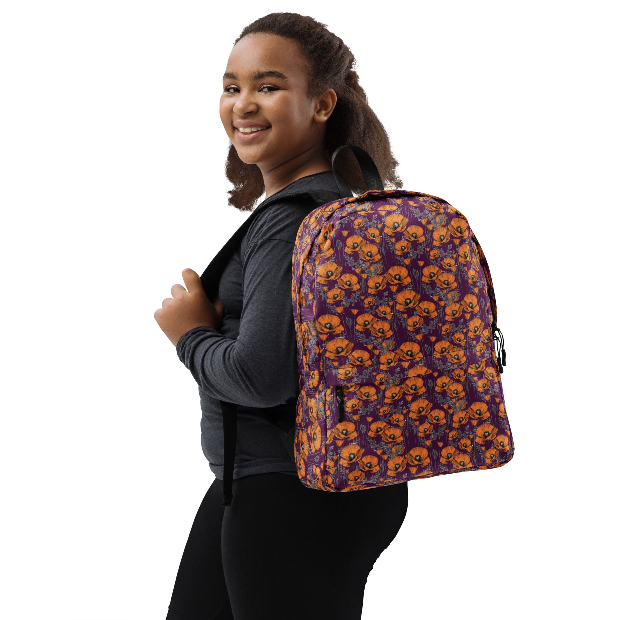 California Poppies Backpack for Kids in Purple