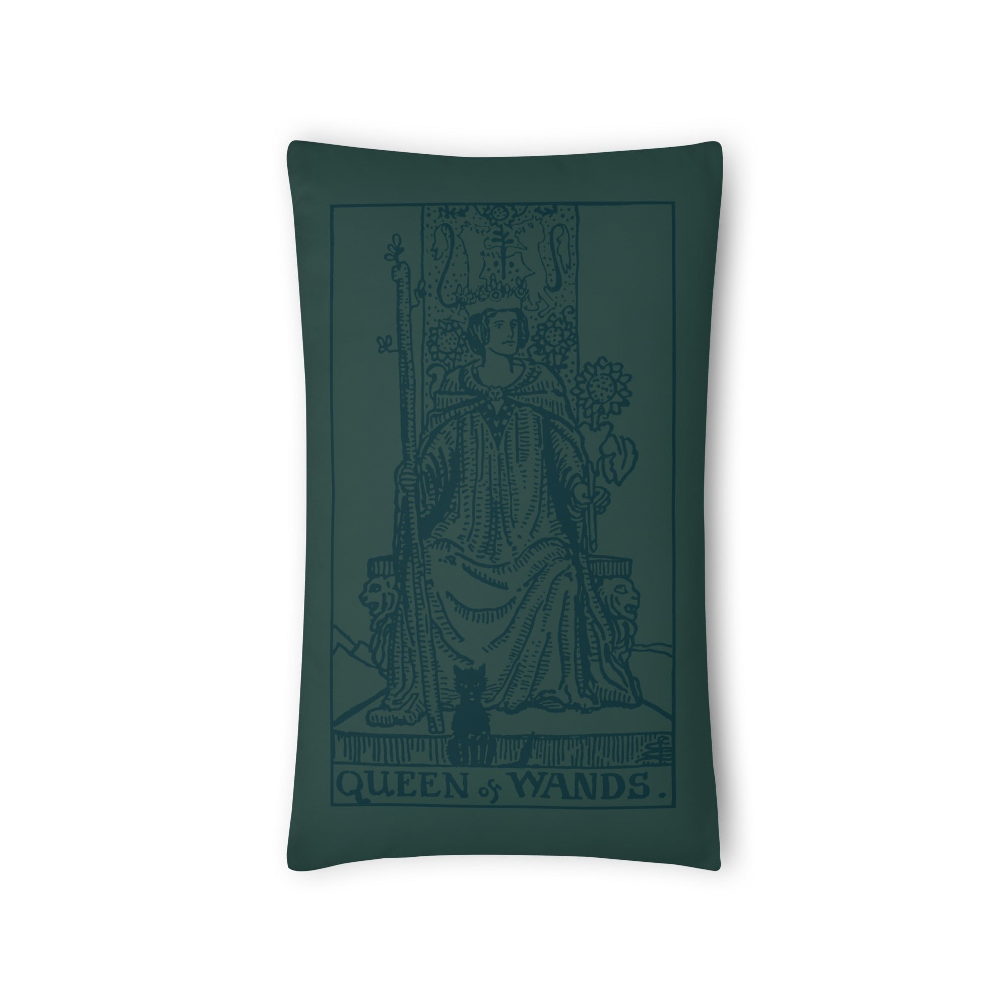 Queen of Wands Card Throw Pillow
