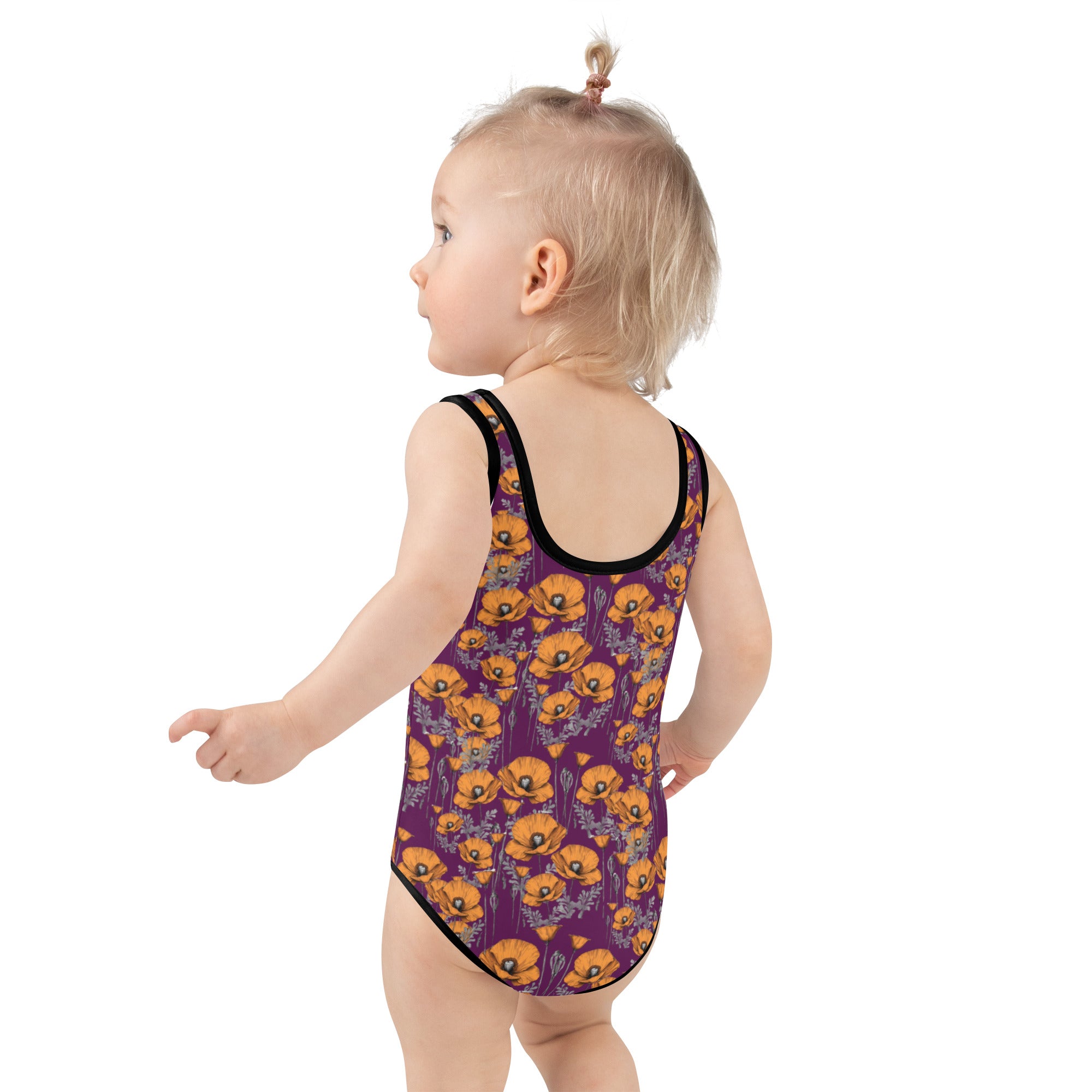 California Poppies One Piece Swimsuit for Tots - Purple