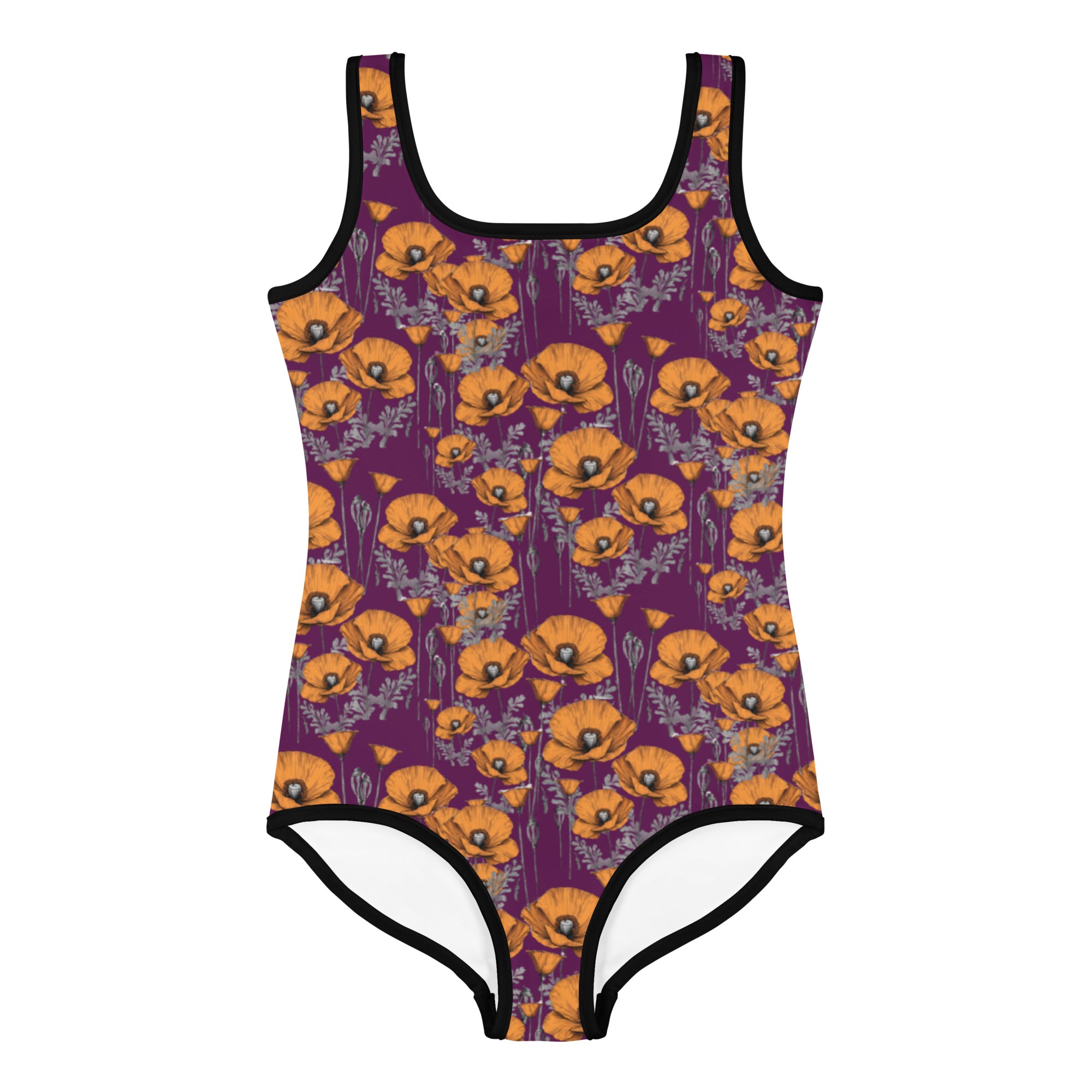 California Poppies One Piece Swimsuit for Tots - Purple