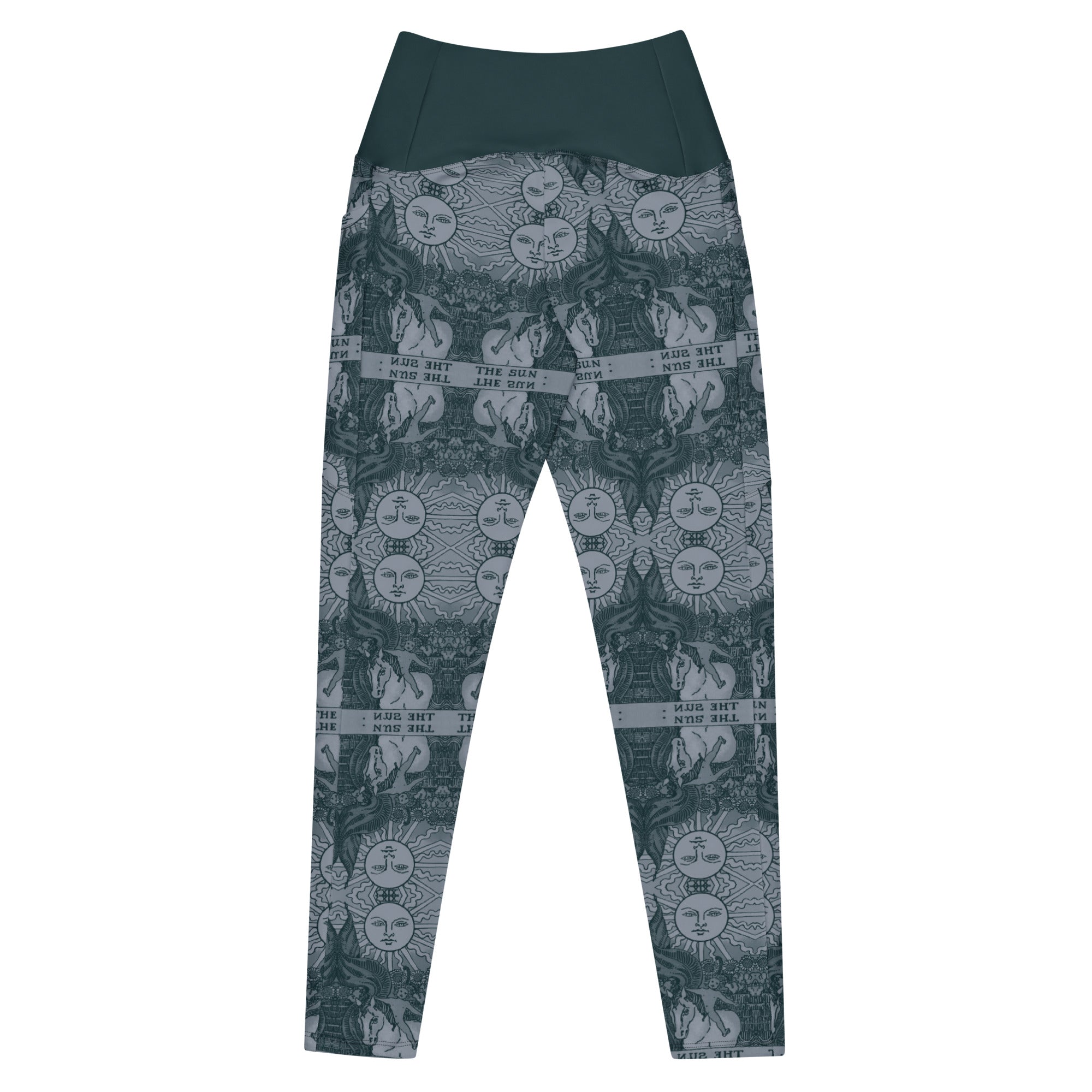The Sun Tarot Card Yoga Leggings with Pockets