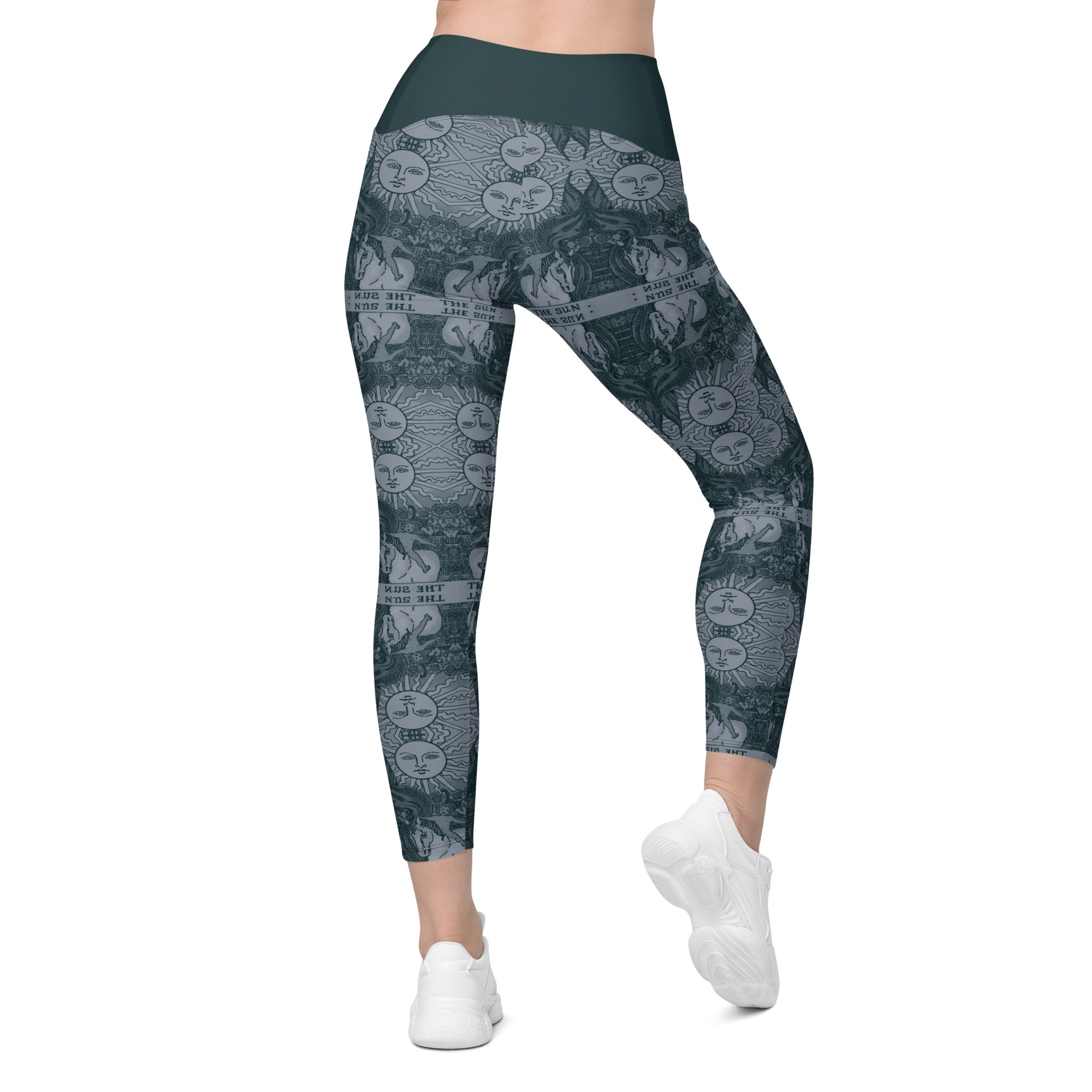 The Sun Tarot Card Yoga Leggings with Pockets