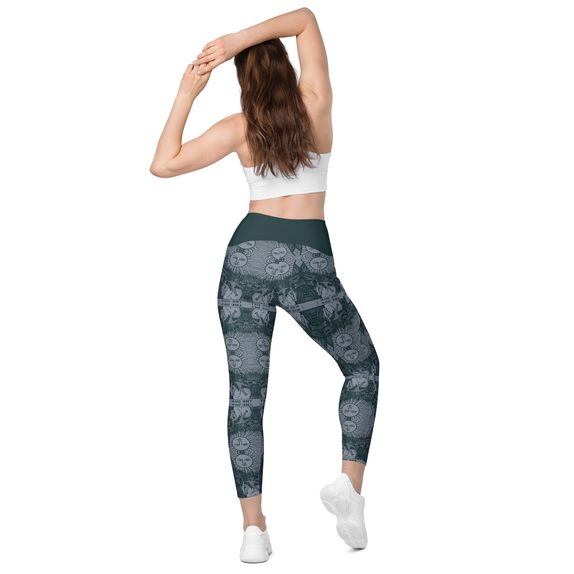 The Sun Tarot Card Yoga Leggings with Pockets