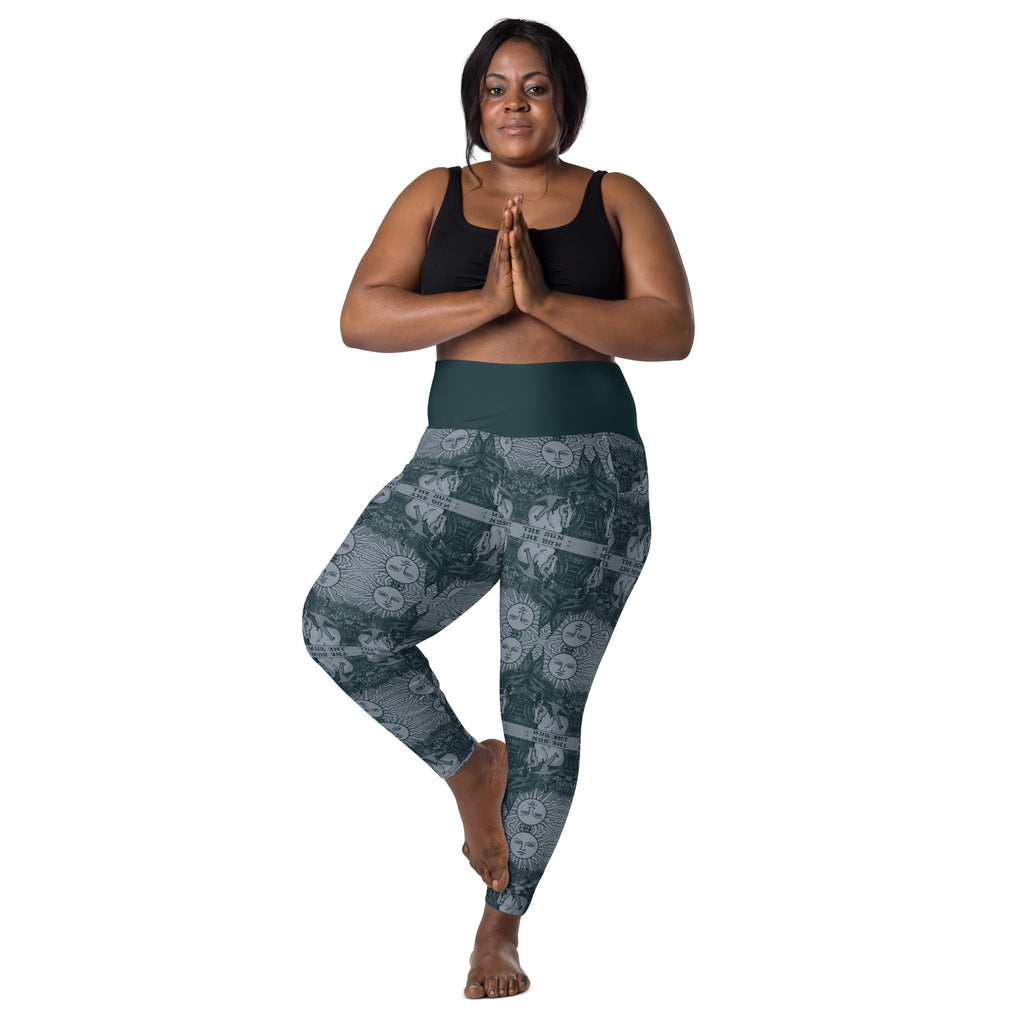 The Sun Tarot Card Yoga Leggings with Pockets