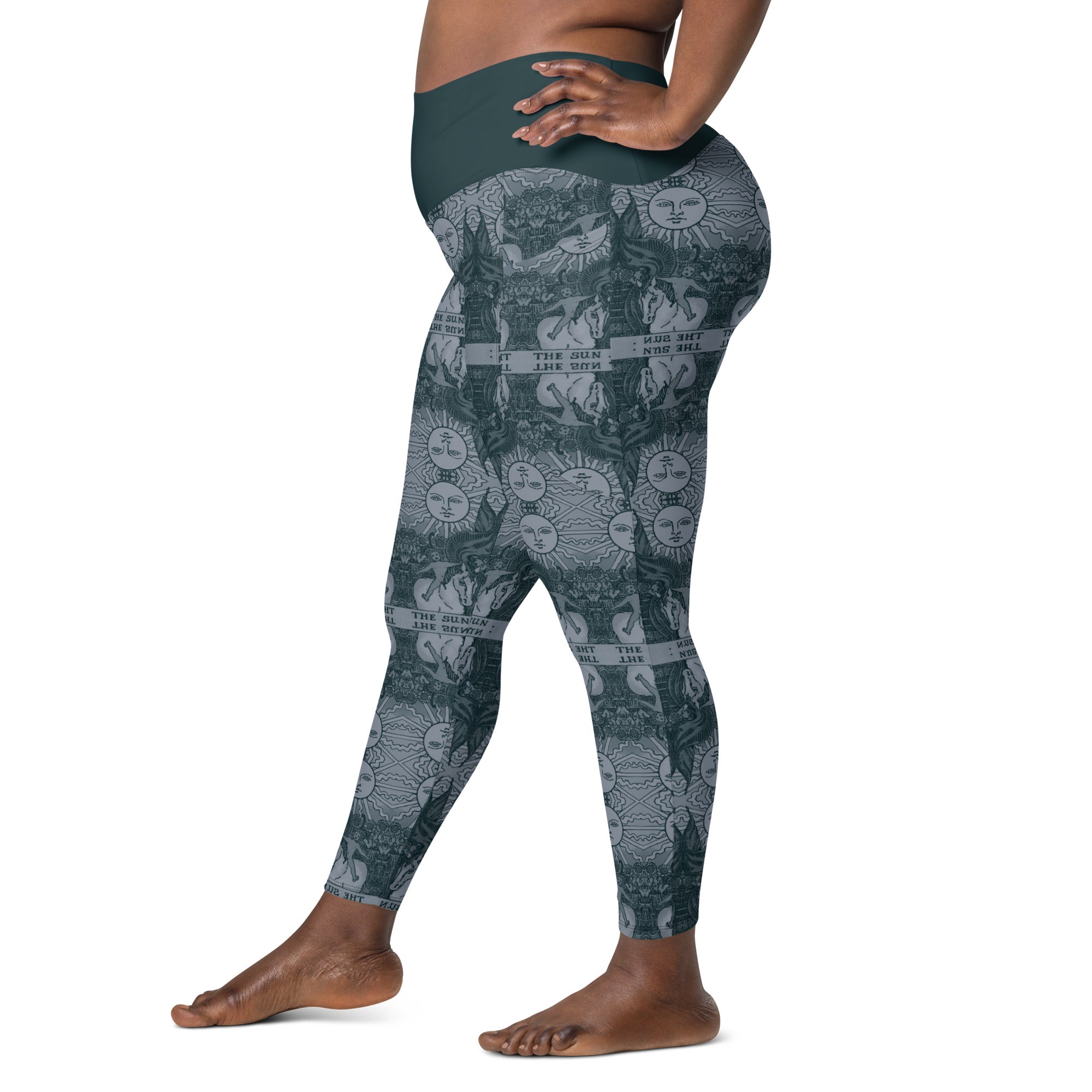 The Sun Tarot Card Yoga Leggings with Pockets