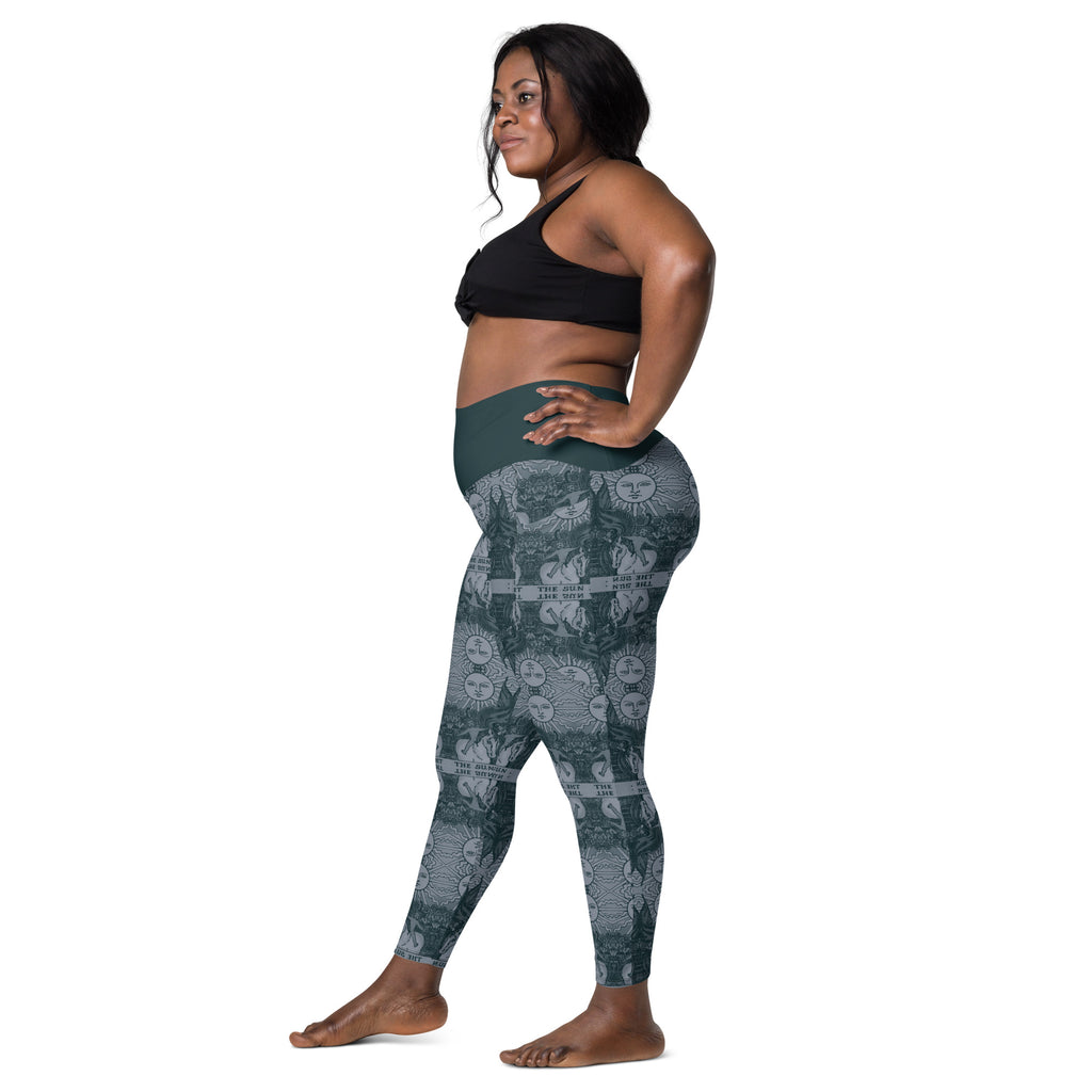 The Sun Tarot Card Yoga Leggings with Pockets