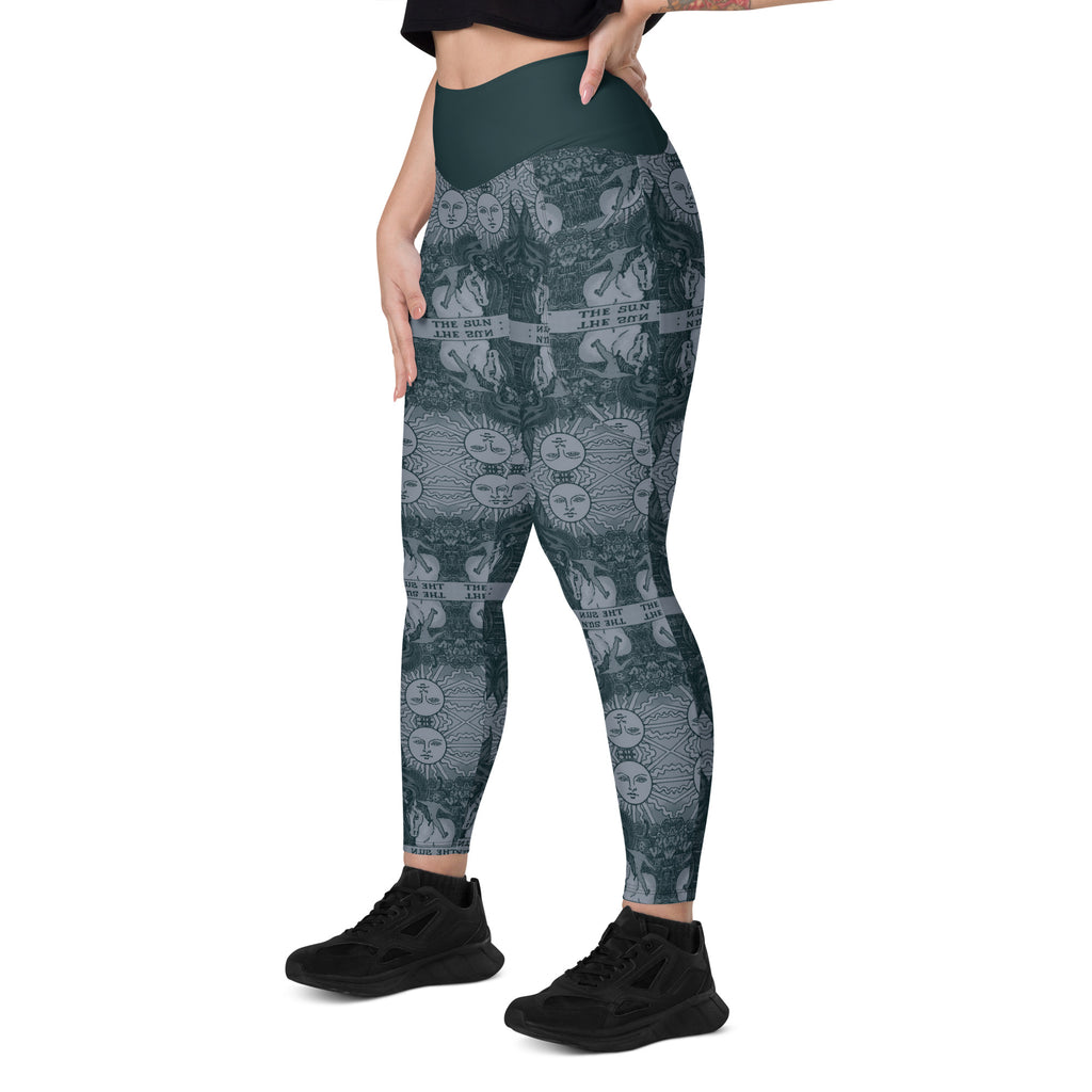 The Sun Tarot Card Yoga Leggings with Pockets