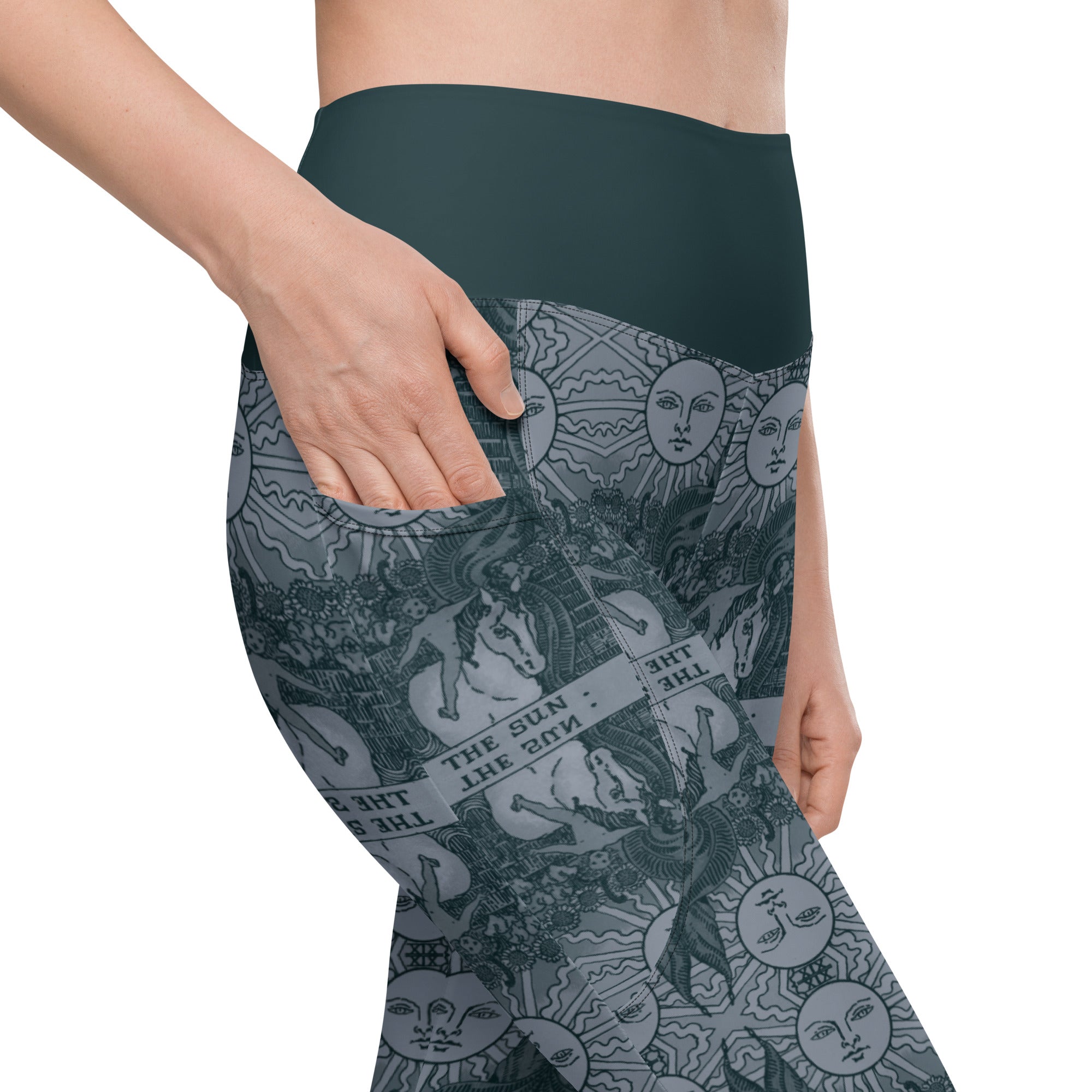 The Sun Tarot Card Yoga Leggings with Pockets