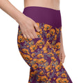 California Poppies Leggings with Pockets - Purple