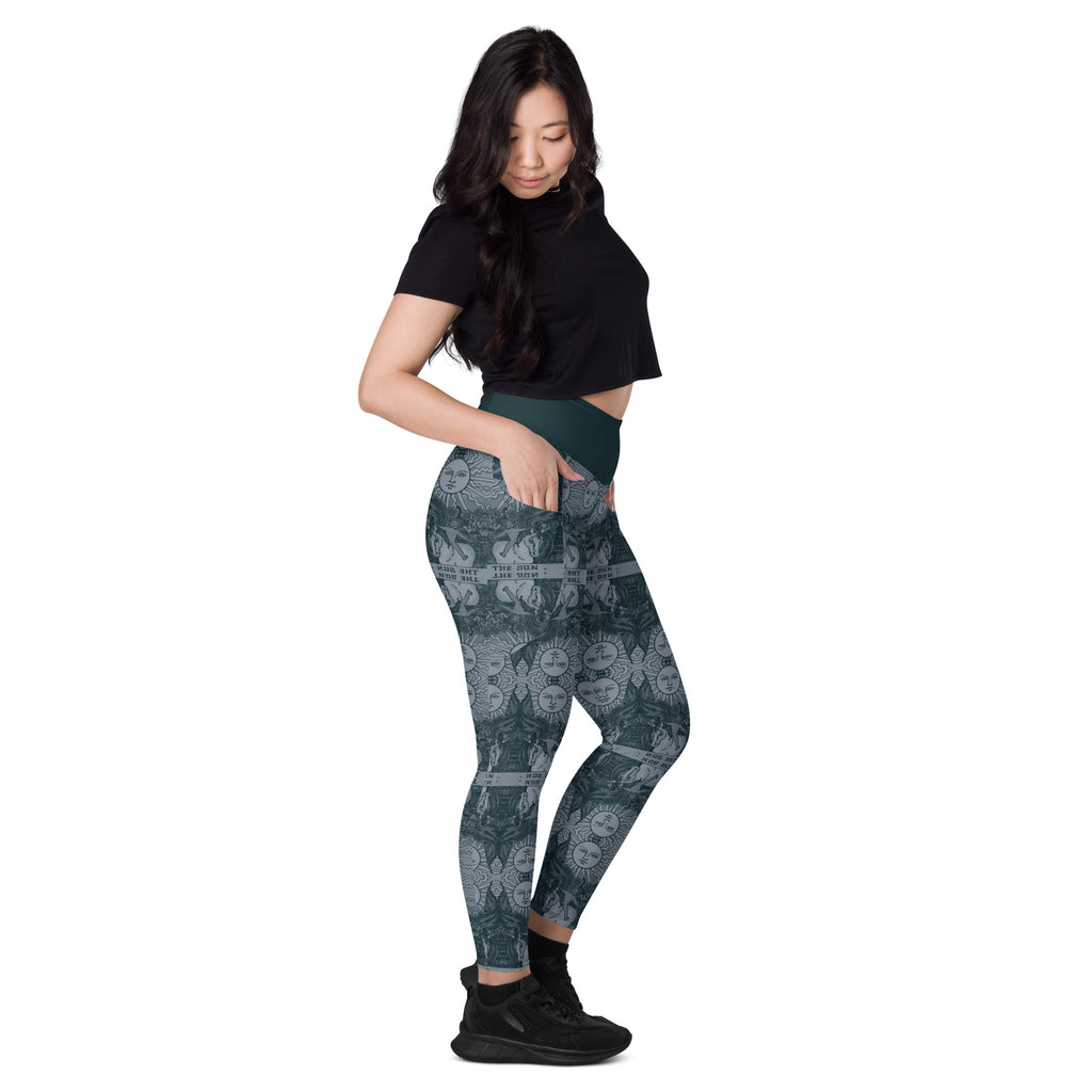The Sun Tarot Card Yoga Leggings with Pockets