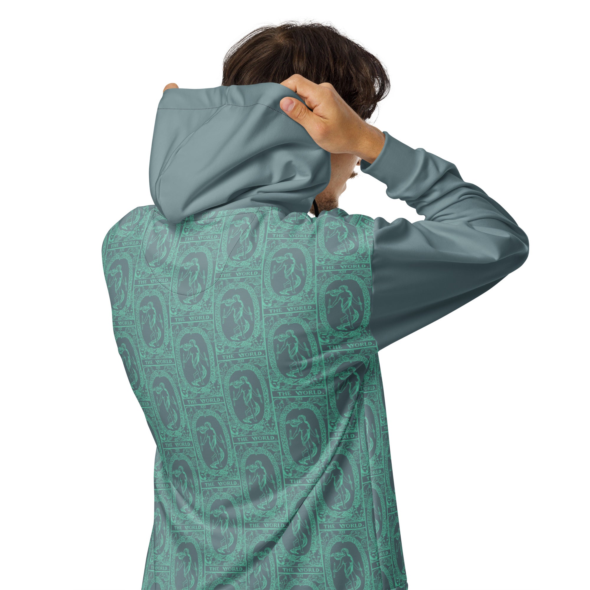 The World Tarot Card Tiled Zip up Hoodie