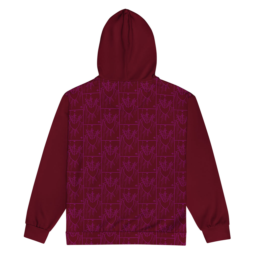Three of Swords Tarot Card Tiled Zip up Hoodie