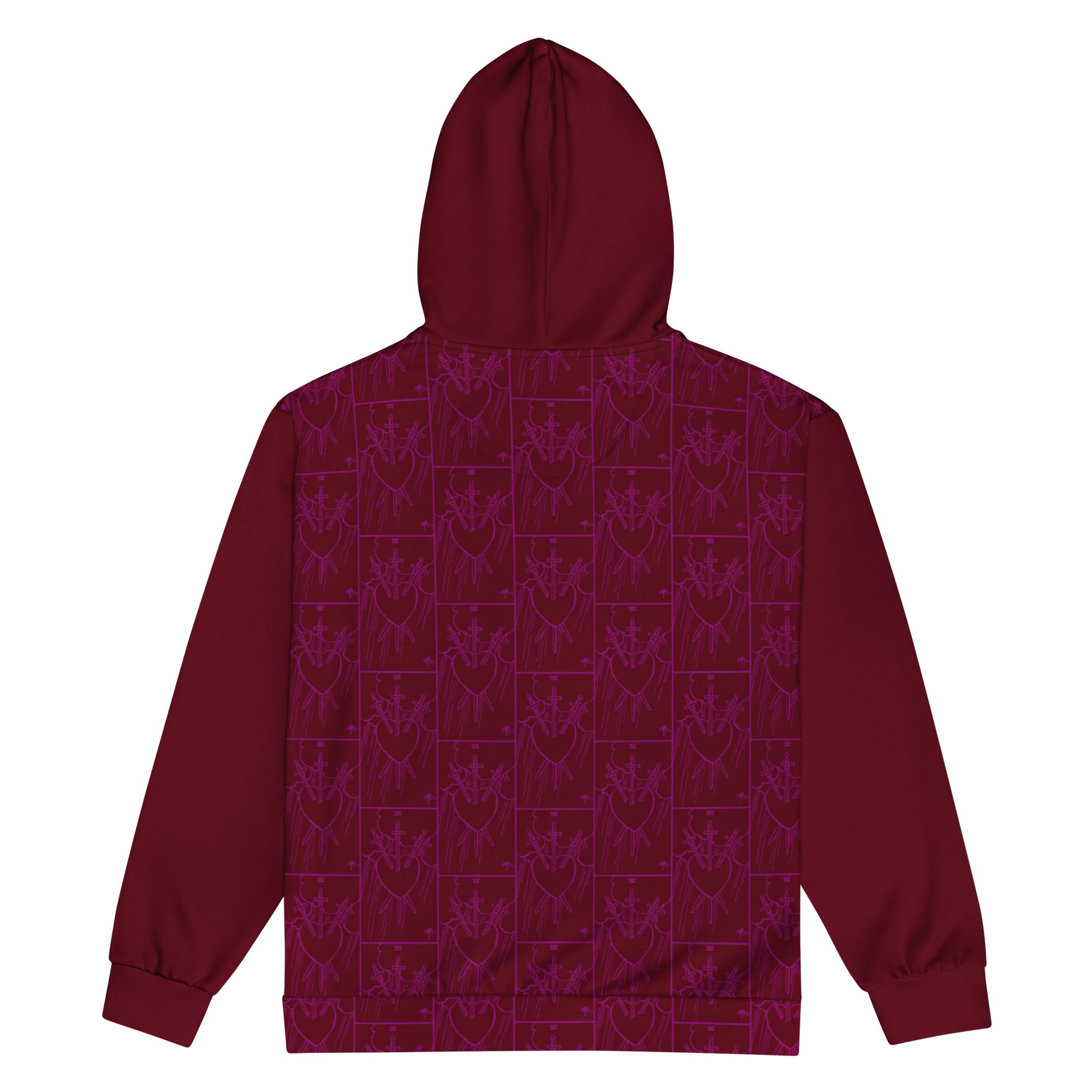 Three of Swords Tarot Card Tiled Zip up Hoodie
