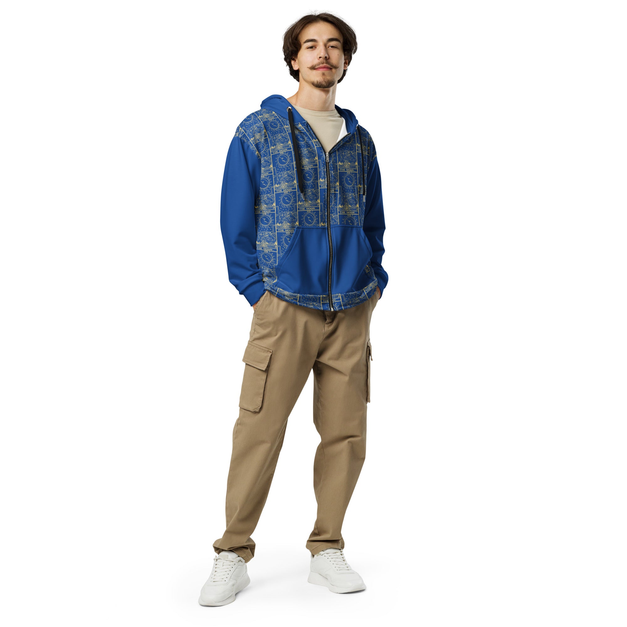 The Moon Tarot Card Tiled Zip up Hoodie