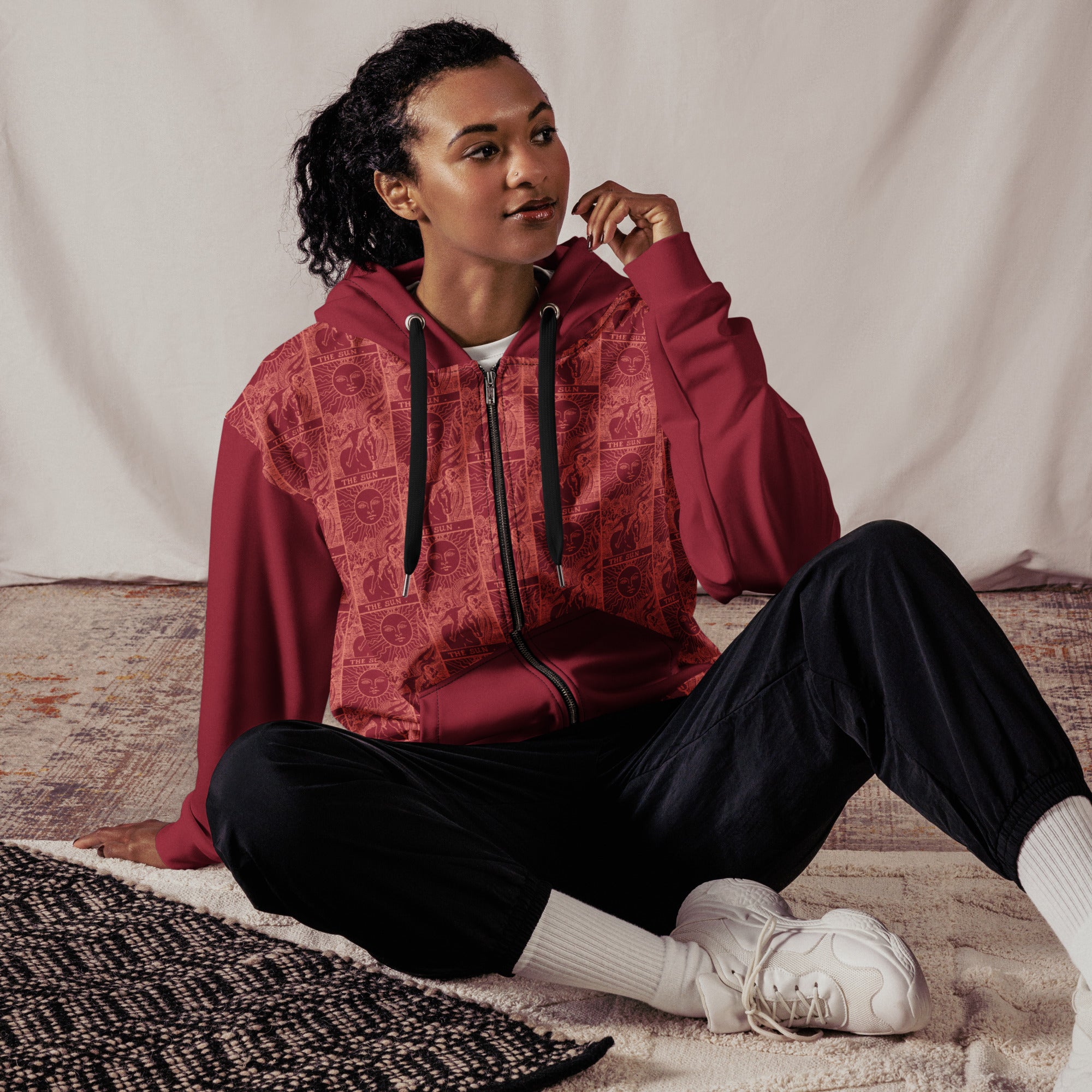 The Sun Tarot Card Tiled Zip up Hoodie