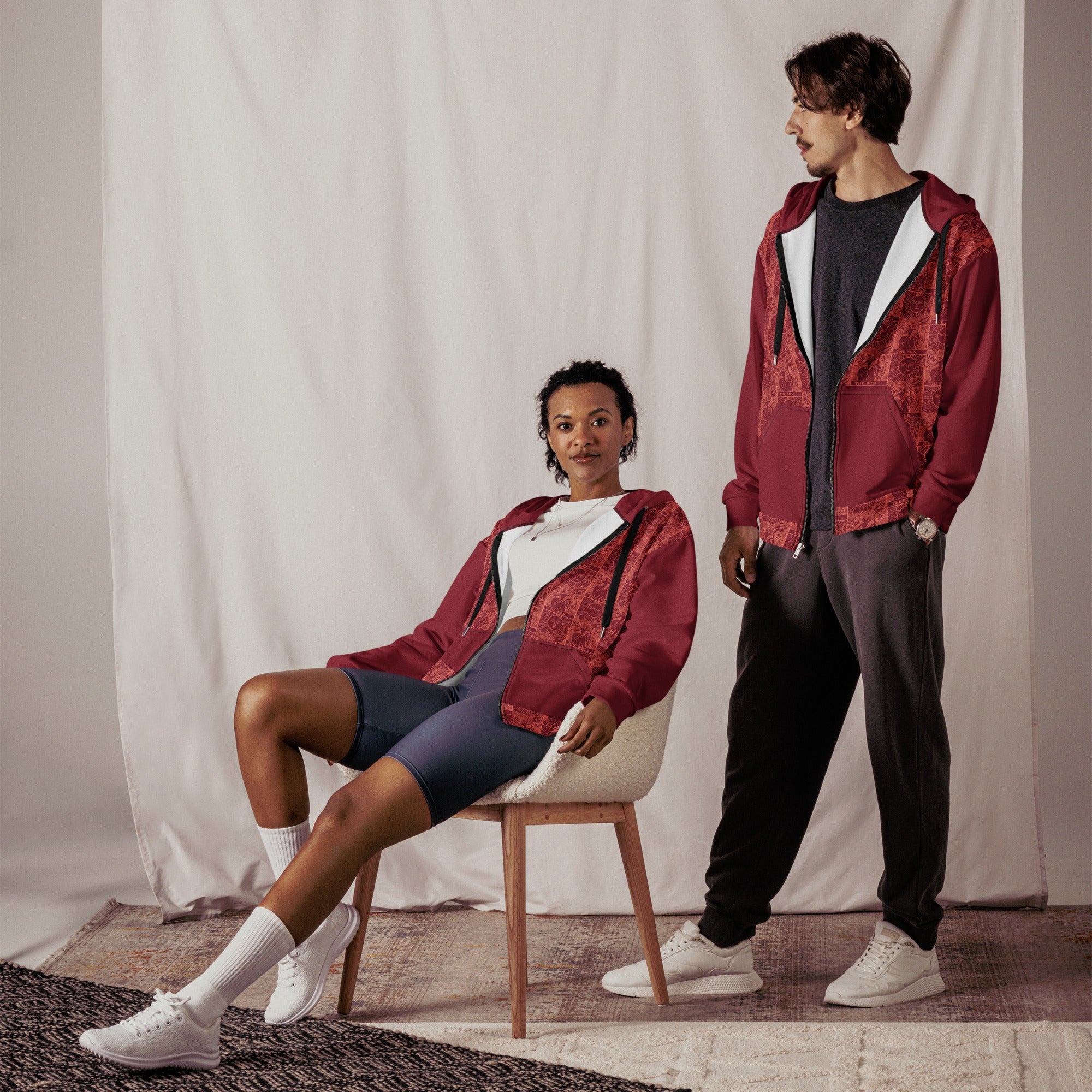 The Sun Tarot Card Tiled Zip up Hoodie