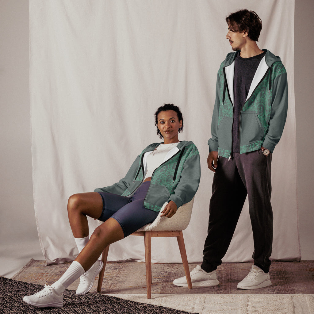 The World Tarot Card Tiled Zip up Hoodie