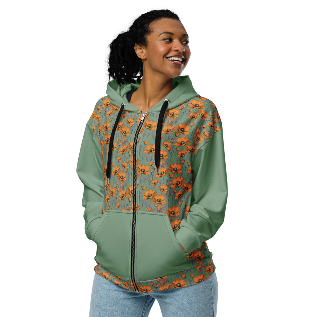 California Poppies Tiled Zip Hoodie