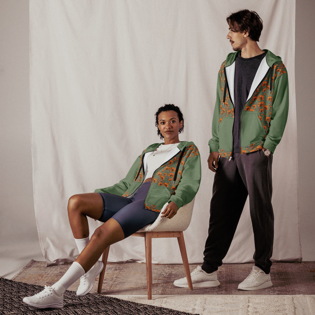 California Poppies Tiled Zip Hoodie