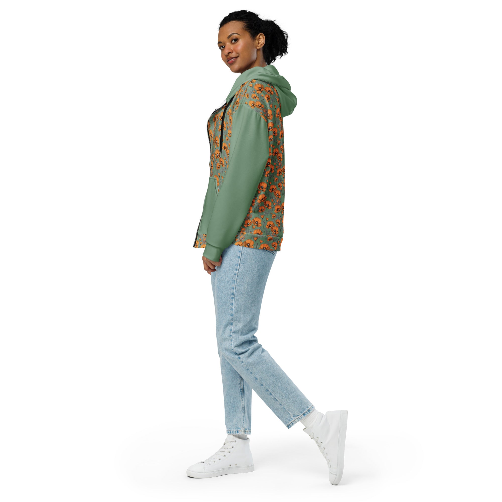 California Poppies Tiled Zip Hoodie