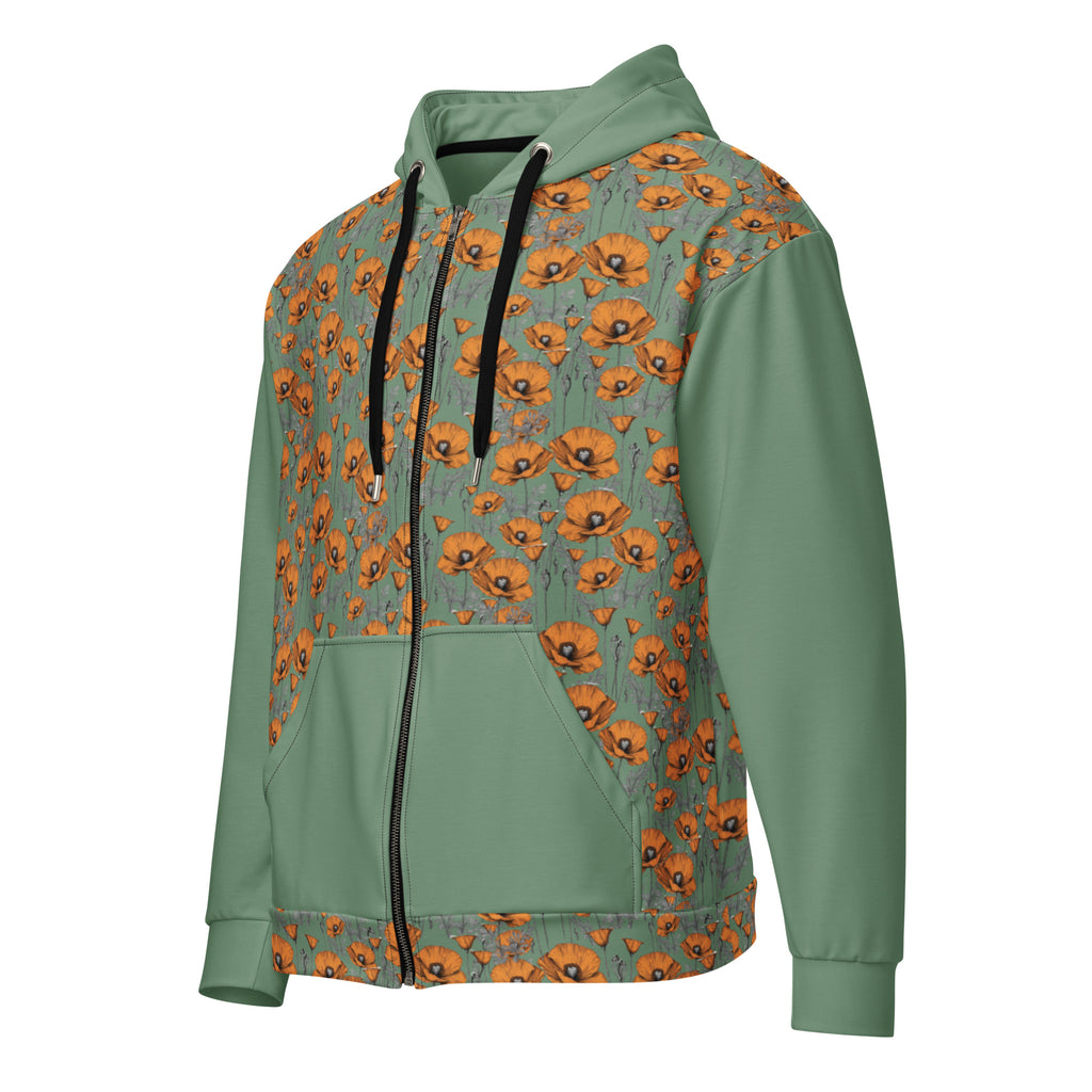 California Poppies Tiled Zip Hoodie