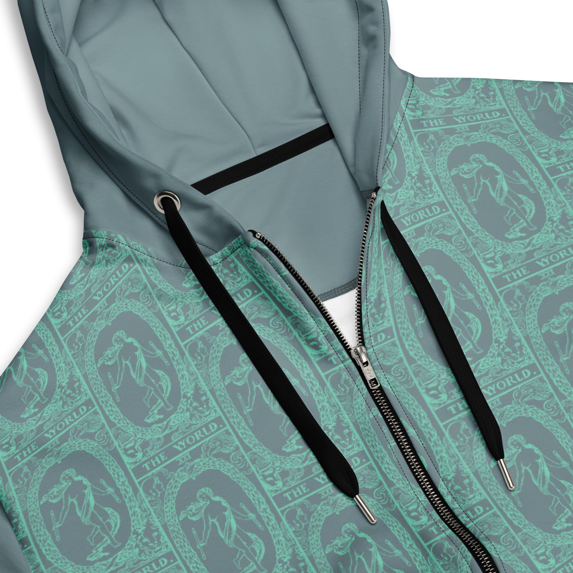 The World Tarot Card Tiled Zip up Hoodie