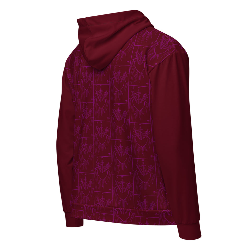 Three of Swords Tarot Card Tiled Zip up Hoodie