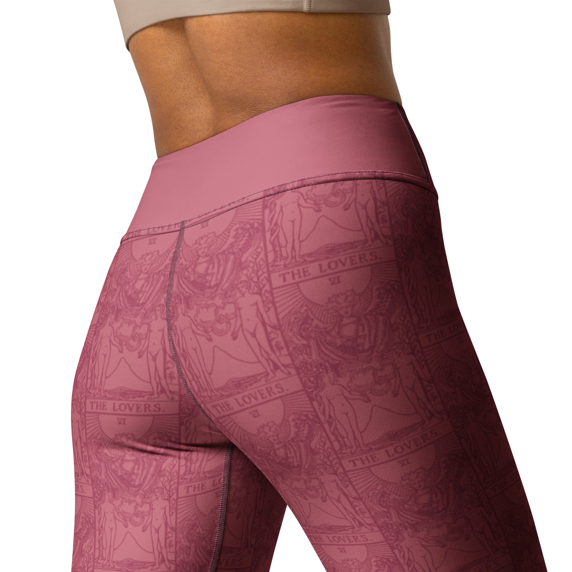 The Lovers Tarot Card Yoga Leggings in Pink
