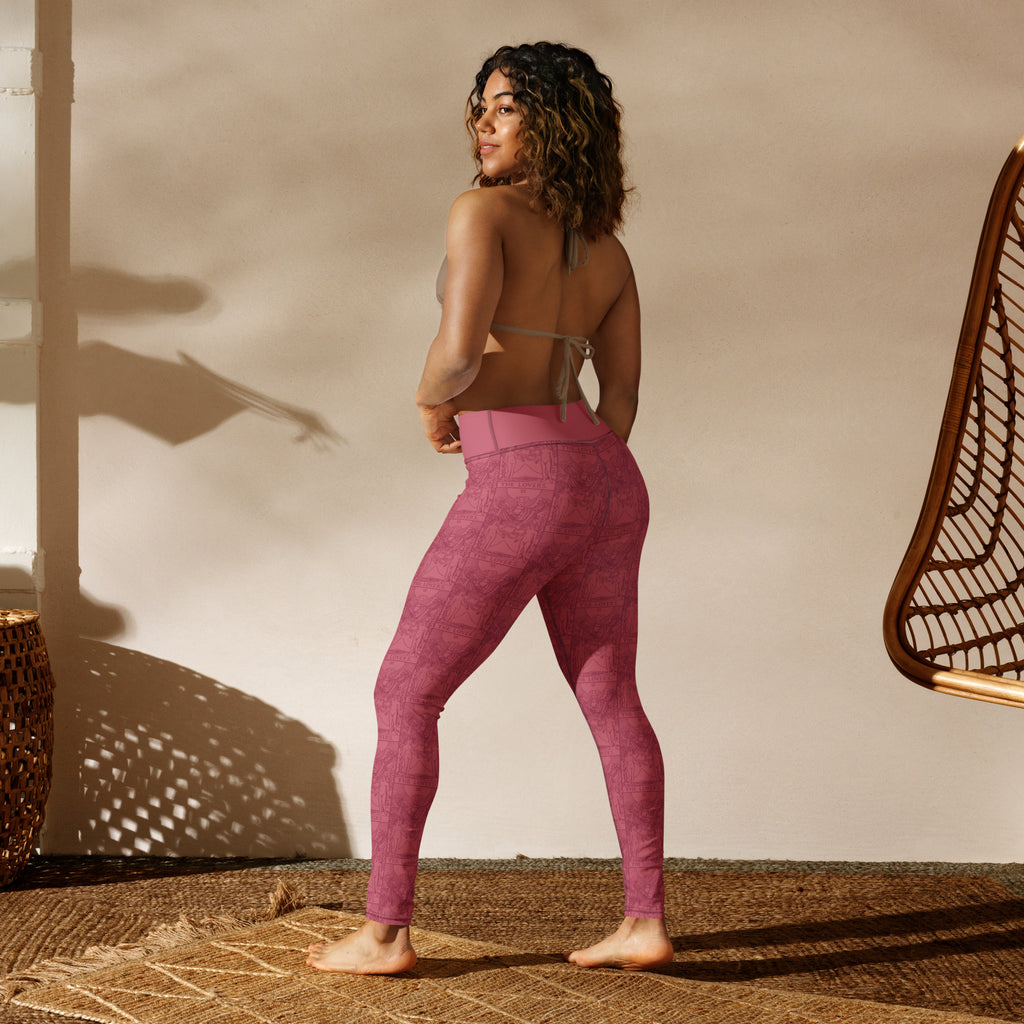 The Lovers Tarot Card Yoga Leggings in Pink