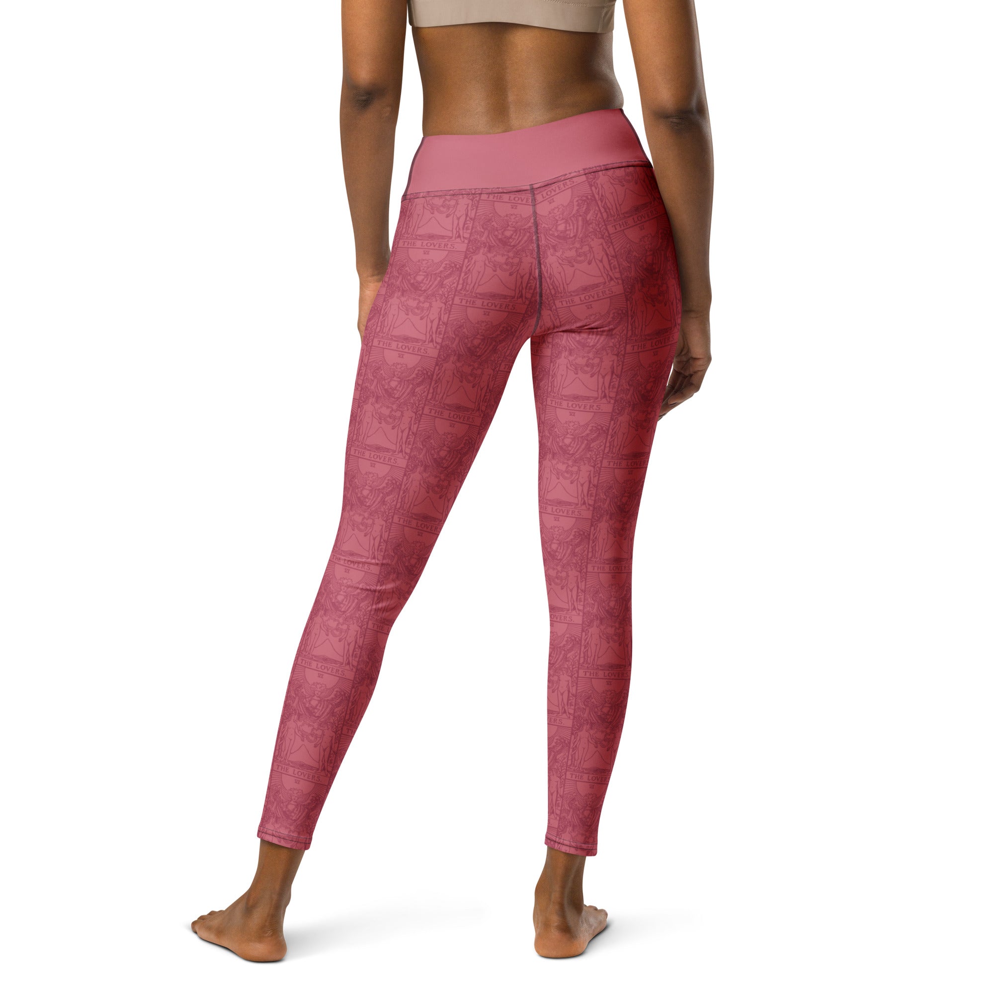 The Lovers Tarot Card Yoga Leggings in Pink