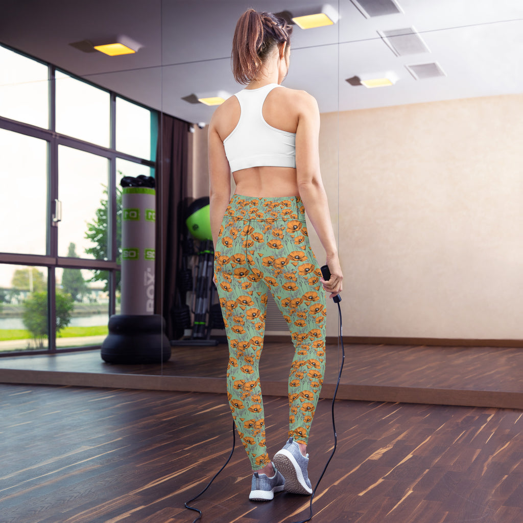 Original California Poppies Yoga Leggings