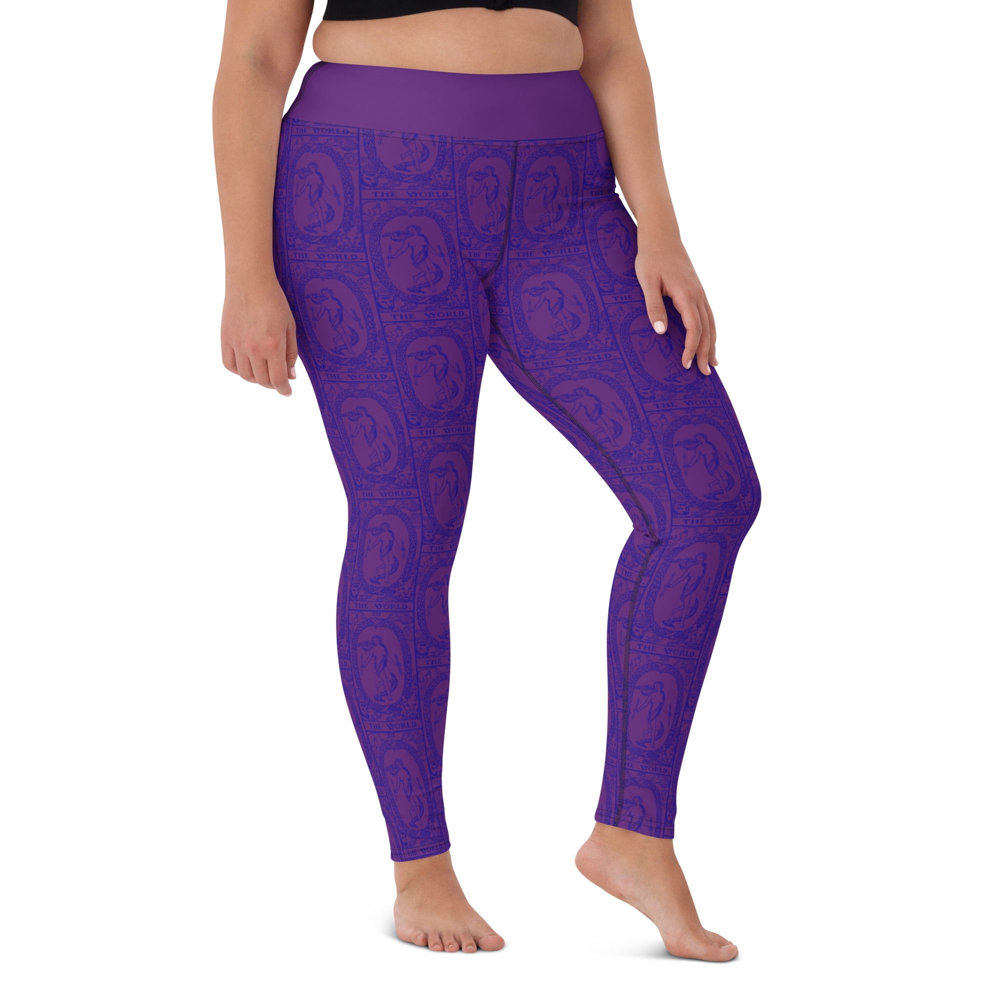 The World Tarot Card Yoga Leggings