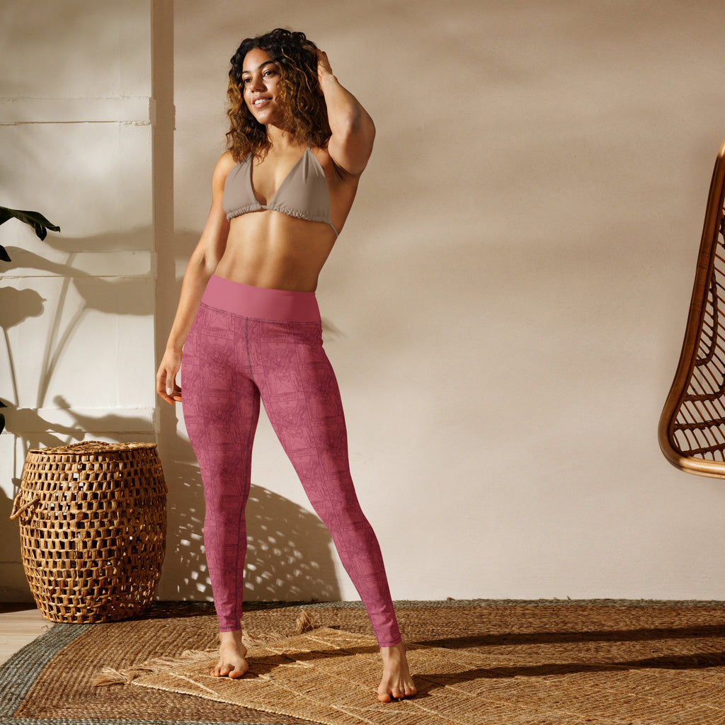 The Lovers Tarot Card Yoga Leggings in Pink