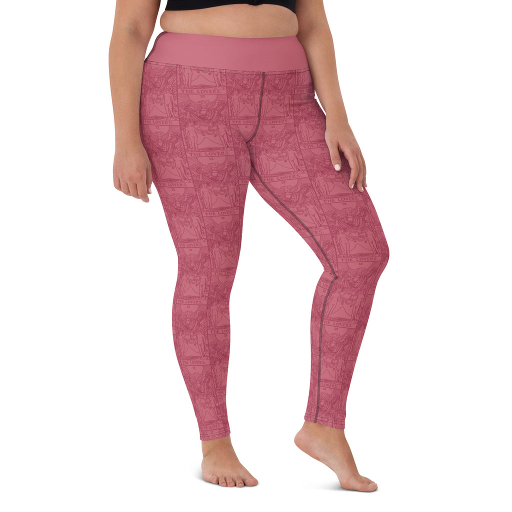 The Lovers Tarot Card Yoga Leggings in Pink