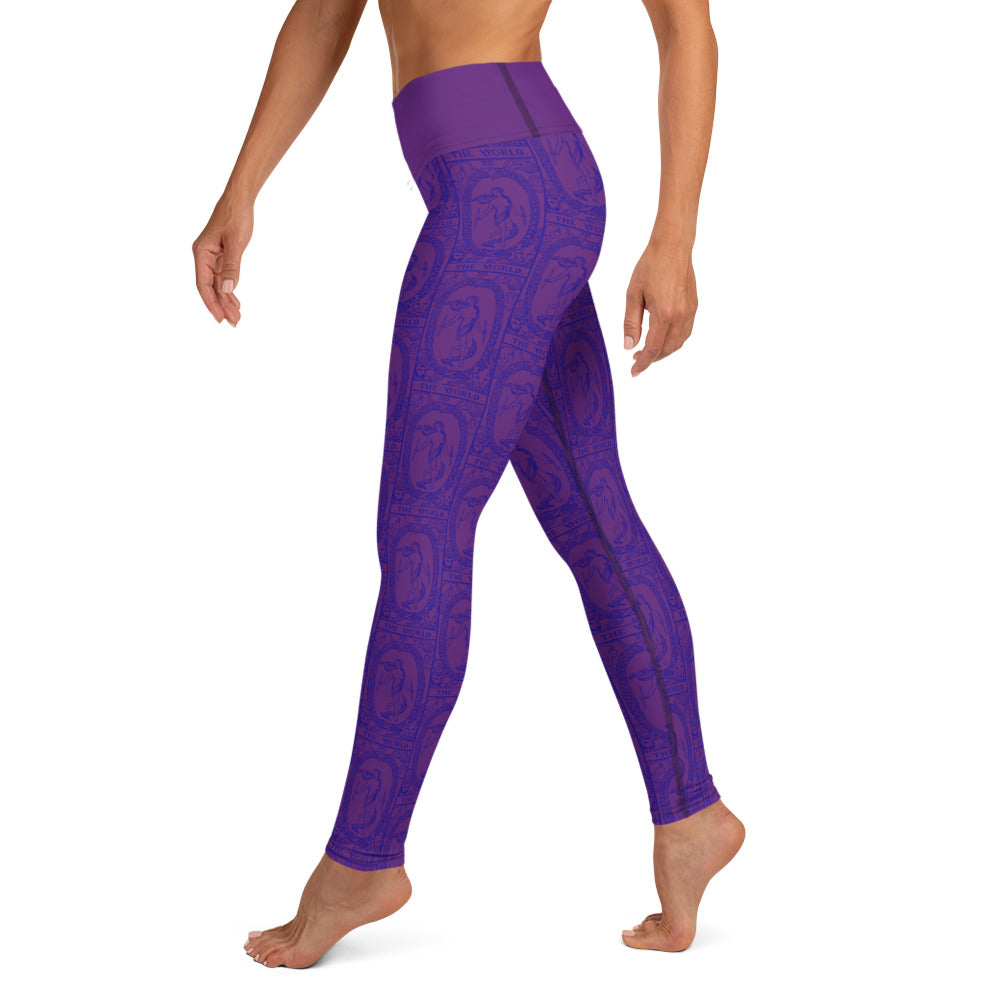 The World Tarot Card Yoga Leggings
