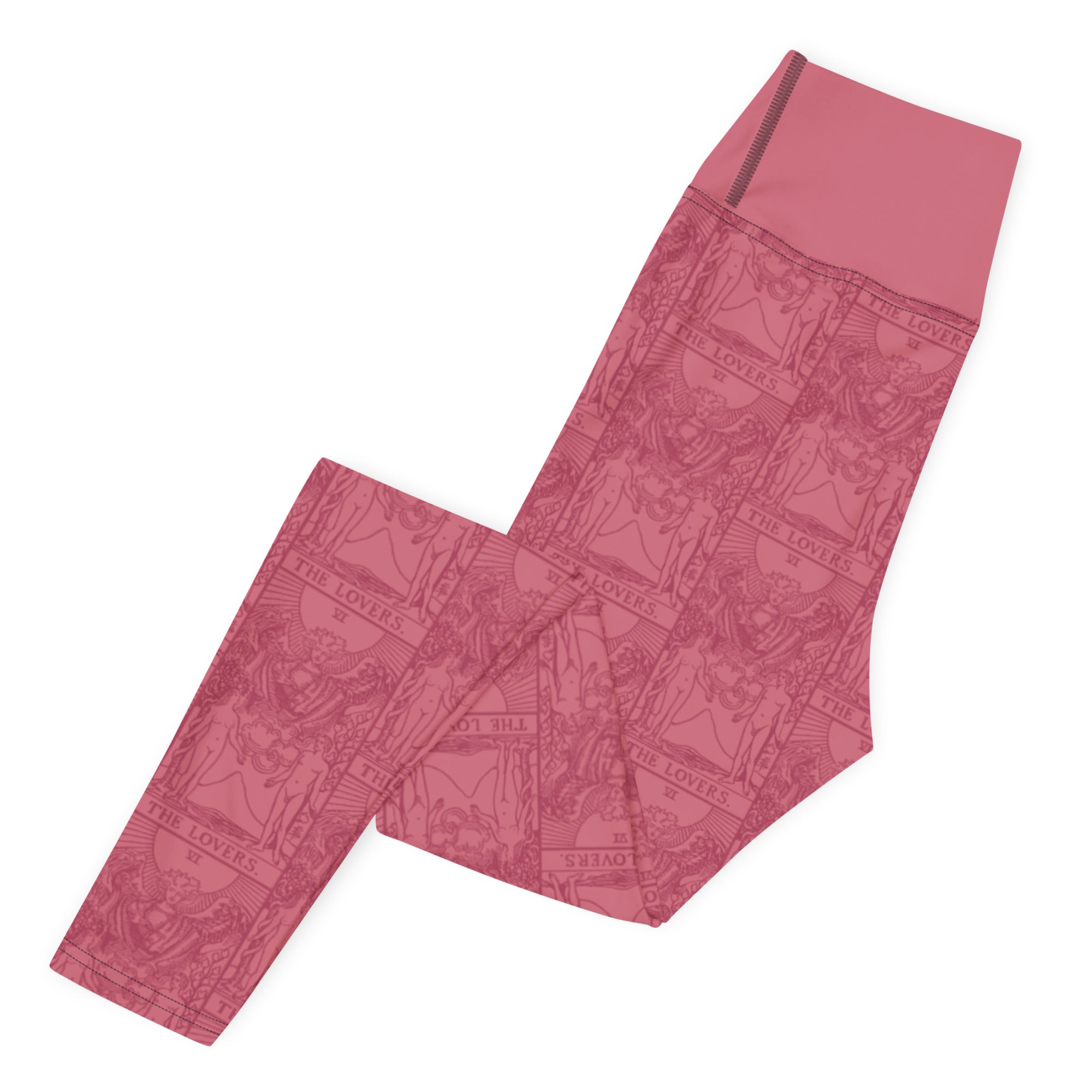 The Lovers Tarot Card Yoga Leggings in Pink