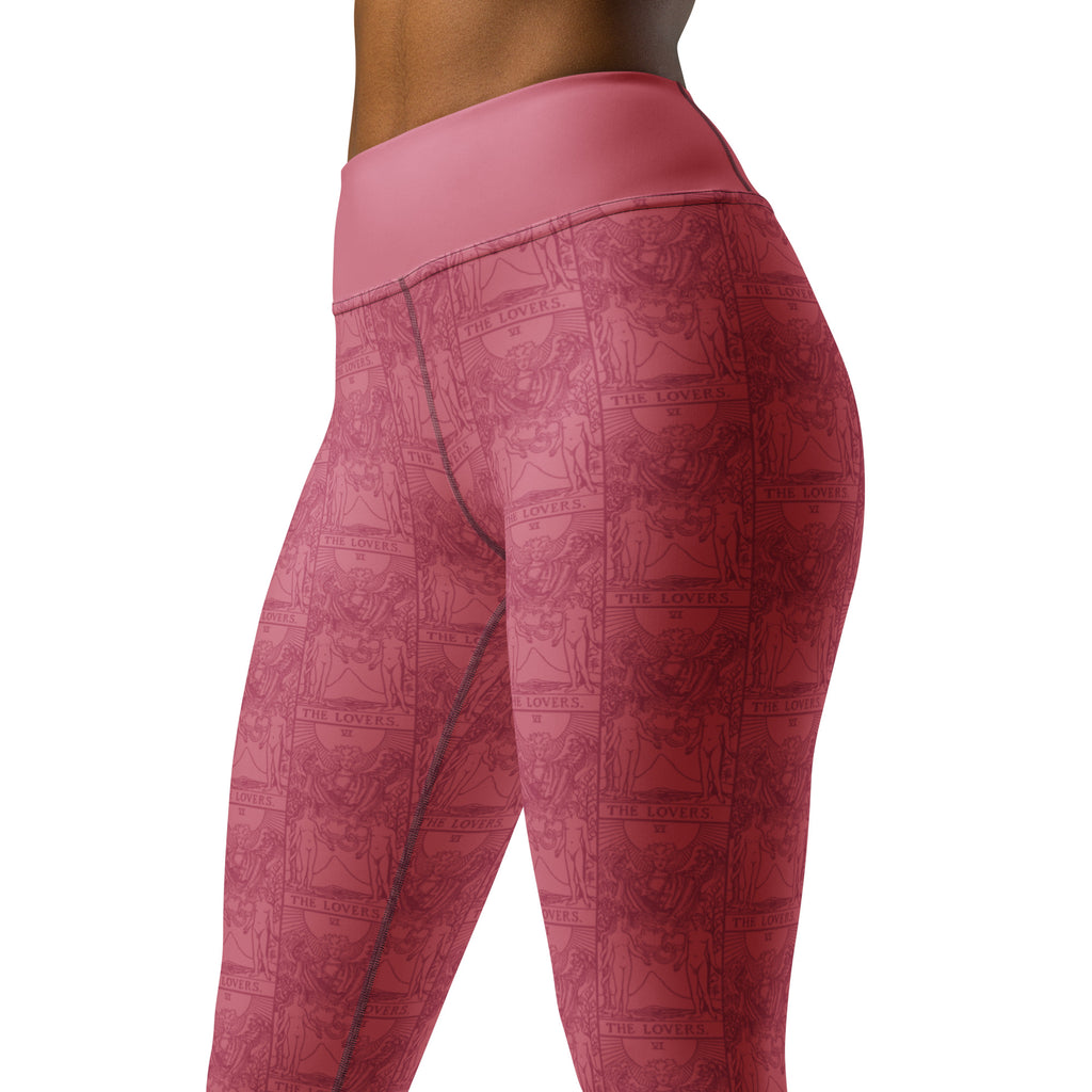 The Lovers Tarot Card Yoga Leggings in Pink