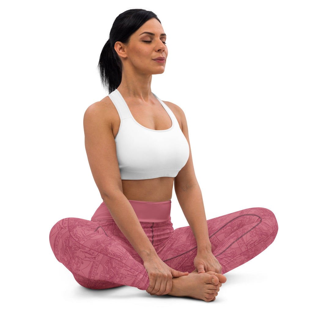 The Lovers Tarot Card Yoga Leggings in Pink