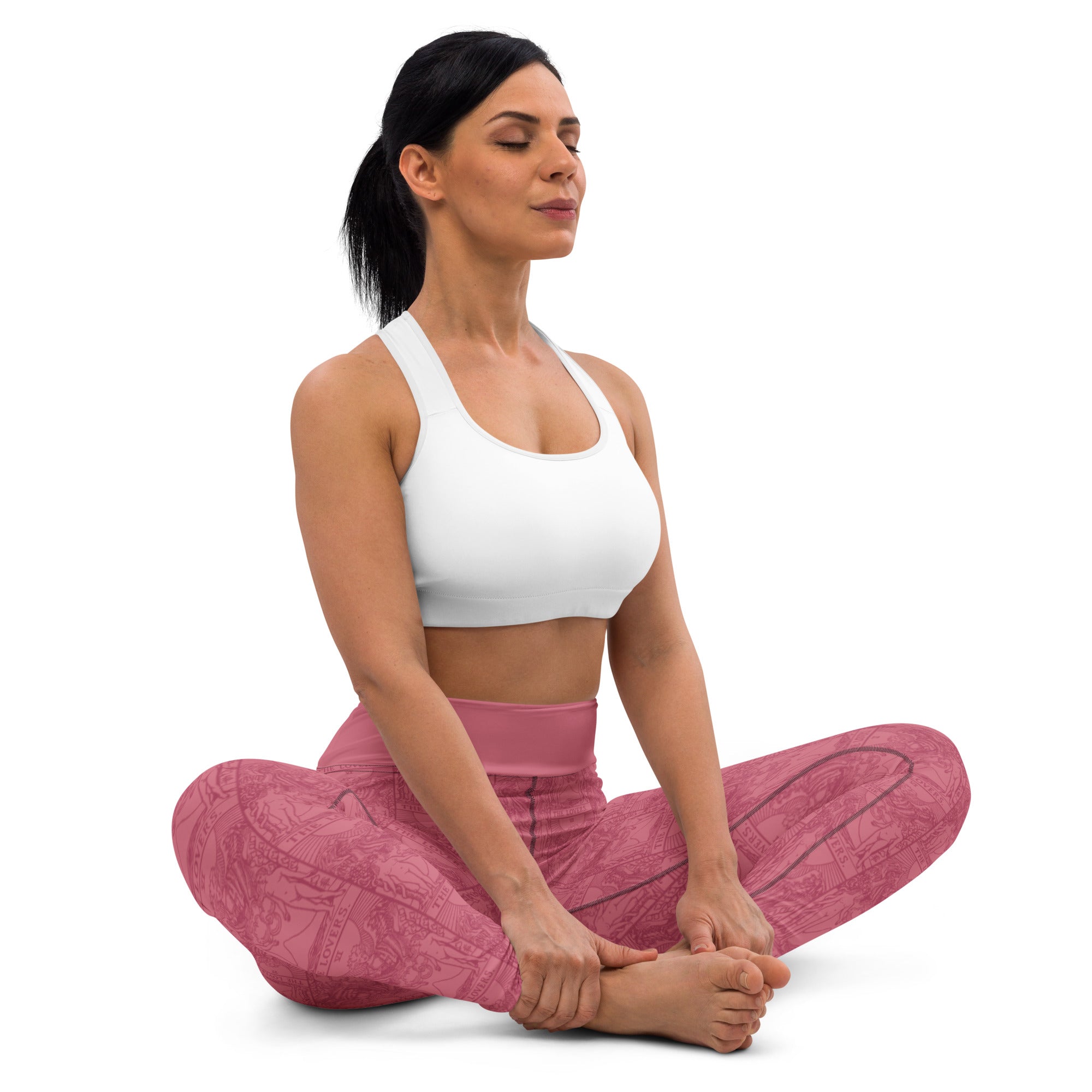 The Lovers Tarot Card Yoga Leggings in Pink