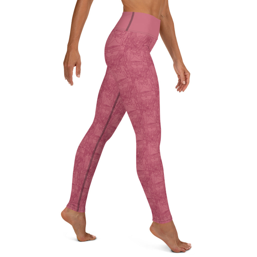 The Lovers Tarot Card Yoga Leggings in Pink