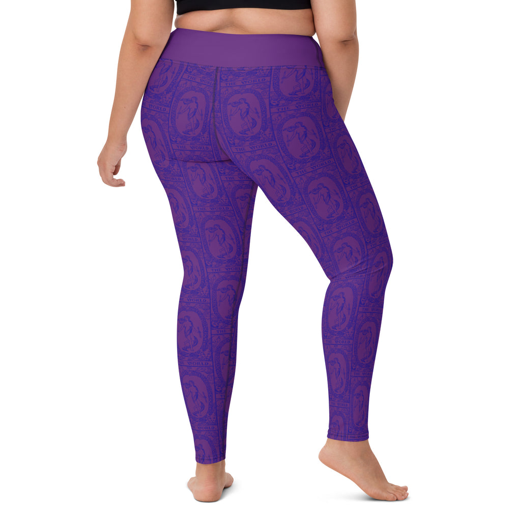 The World Tarot Card Yoga Leggings