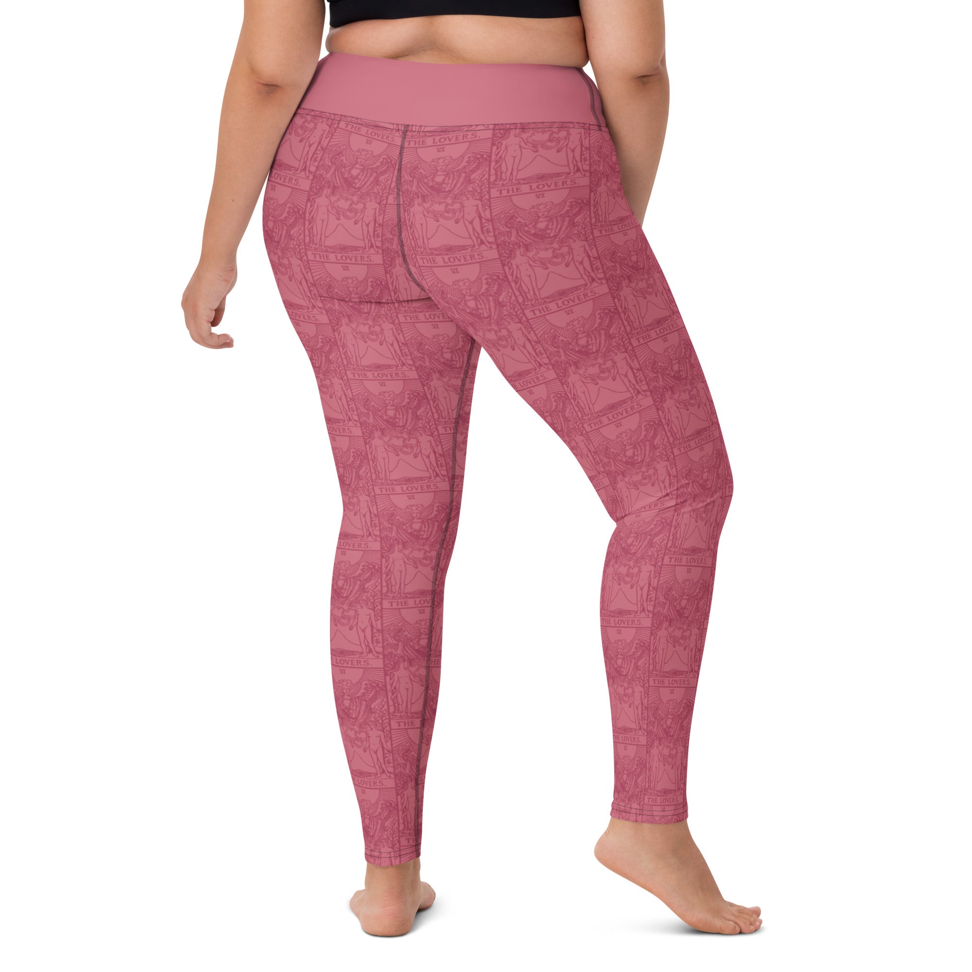 The Lovers Tarot Card Yoga Leggings in Pink