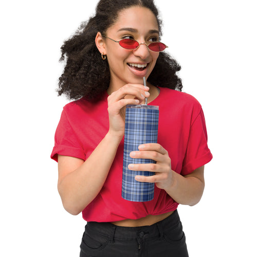 Blue Plaid 20 oz Insulated Tumbler