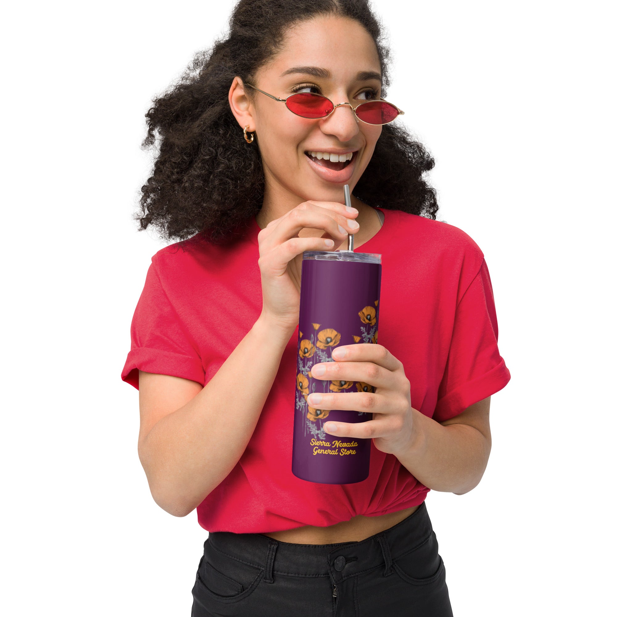 California Poppies 20 oz Insulated Tumbler - Purple