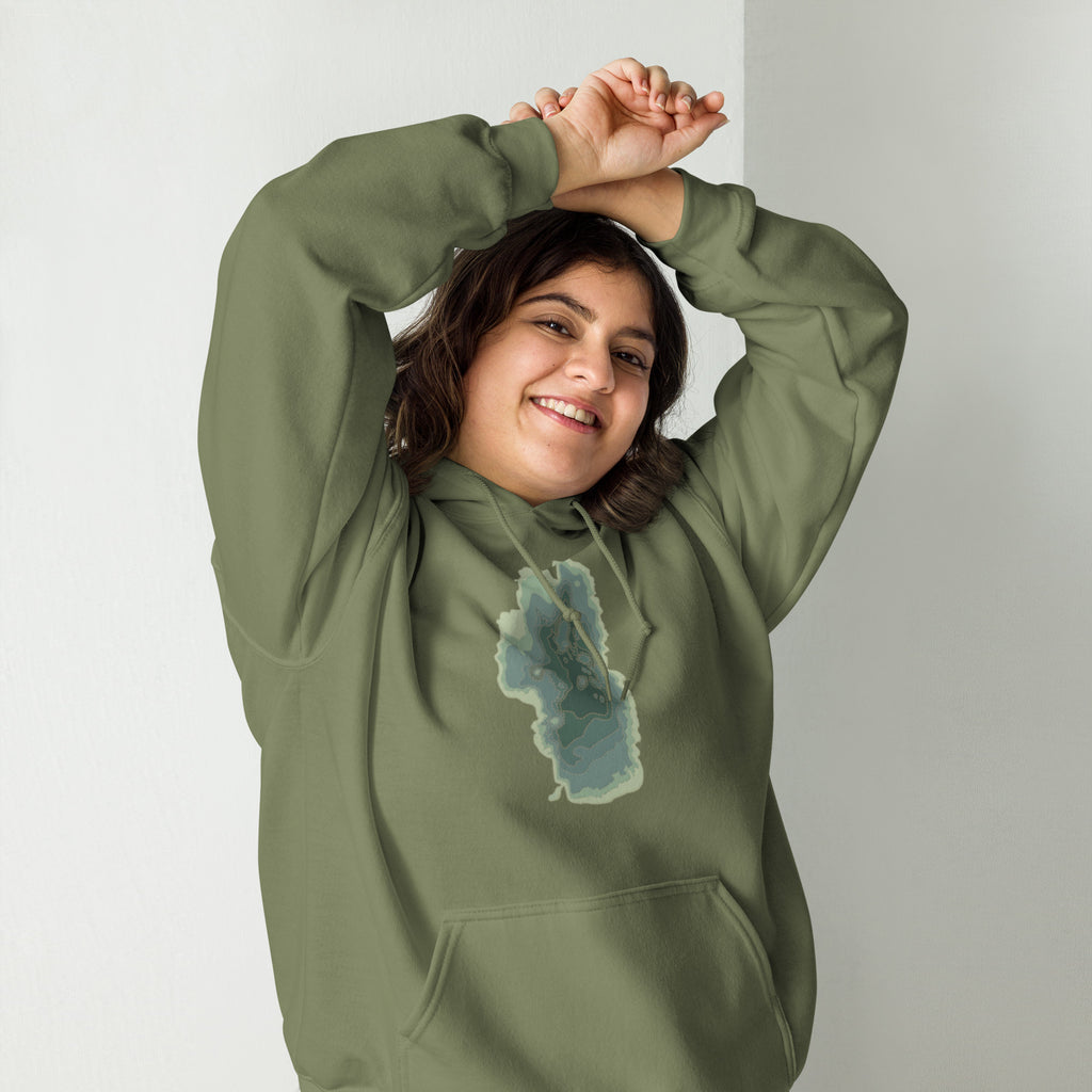 Green Tahoe Depth Map Hoodie