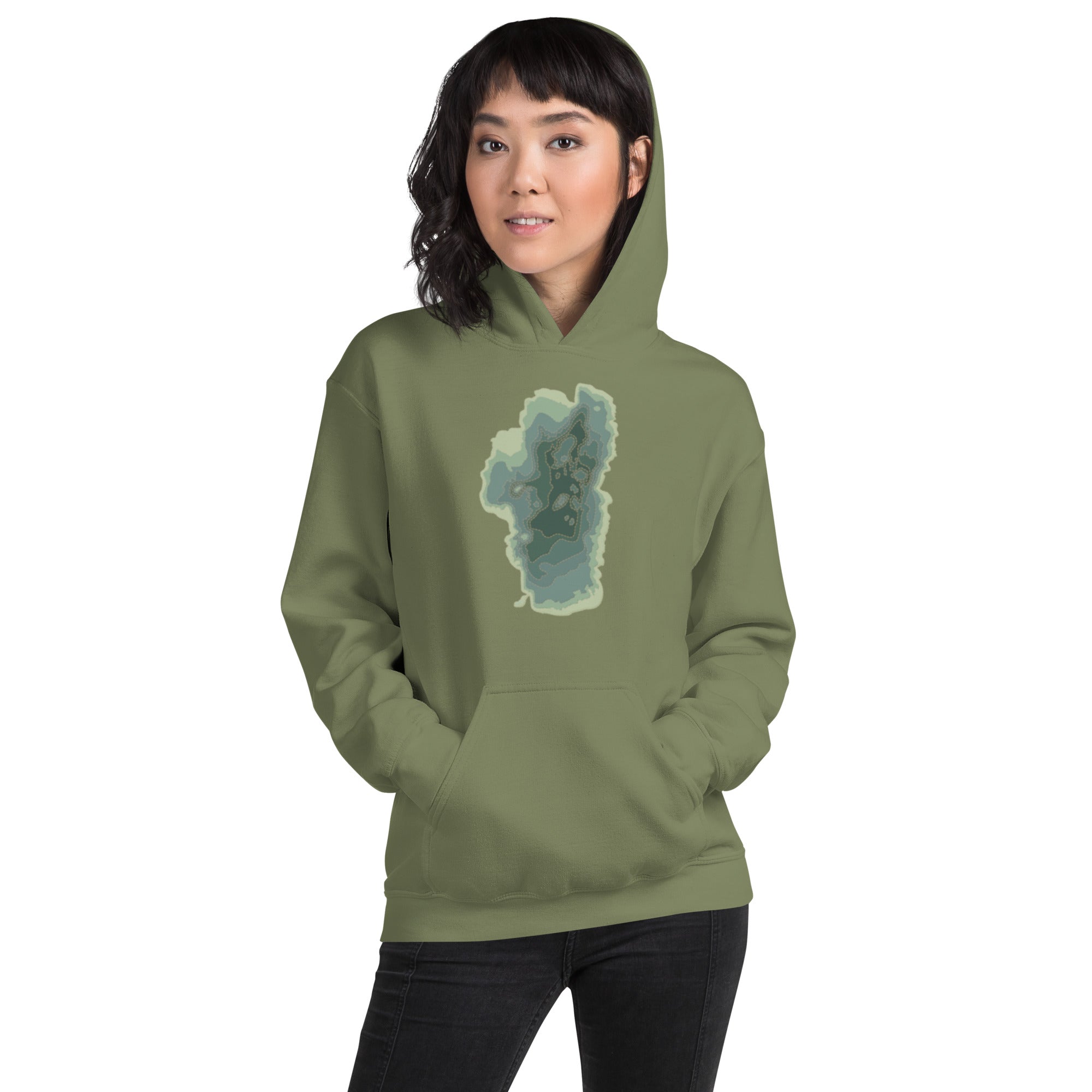 Green Tahoe Depth Map Hoodie