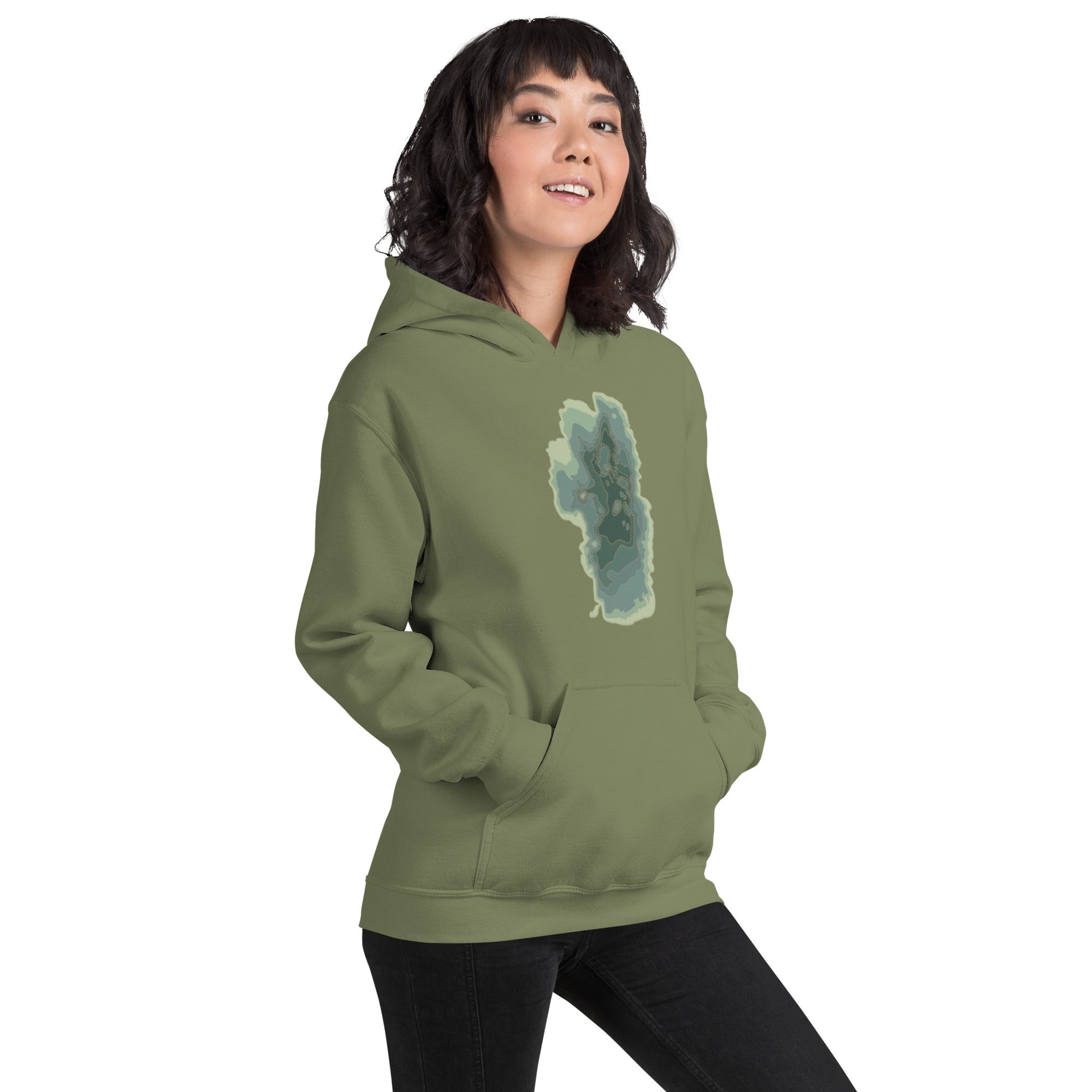 Green Tahoe Depth Map Hoodie