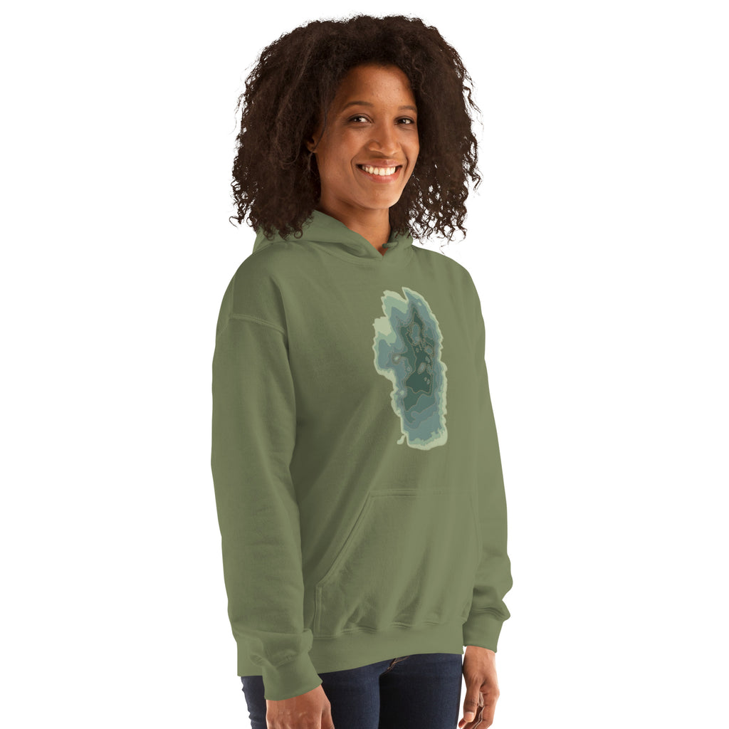Green Tahoe Depth Map Hoodie